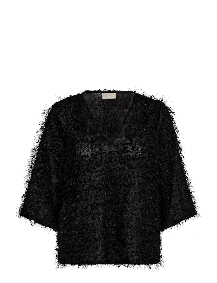 FREE/QUENT - FQFLONELLA-BLOUSE - blusen mit dreiviertelärmel - black - 0