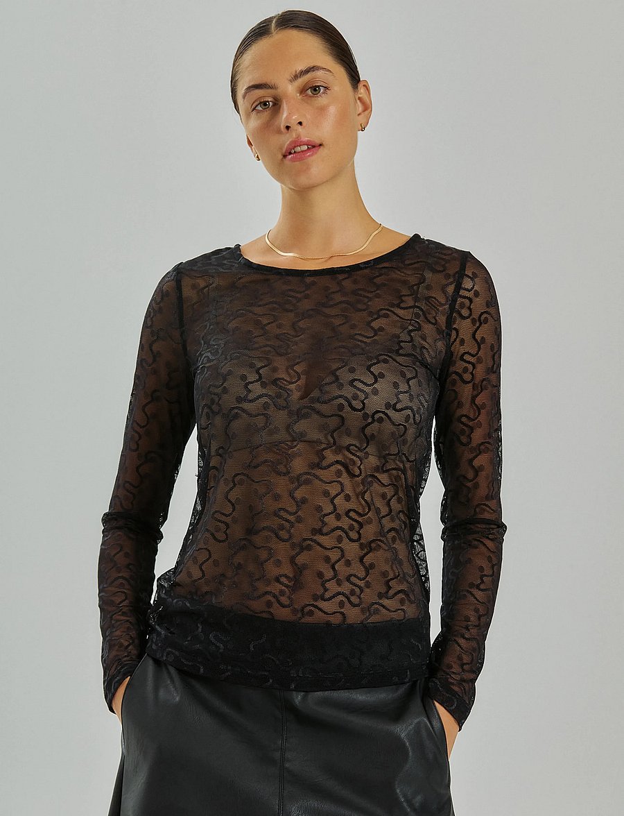 FREE/QUENT - FQISBY-TEE - long-sleeved tops - black - 0