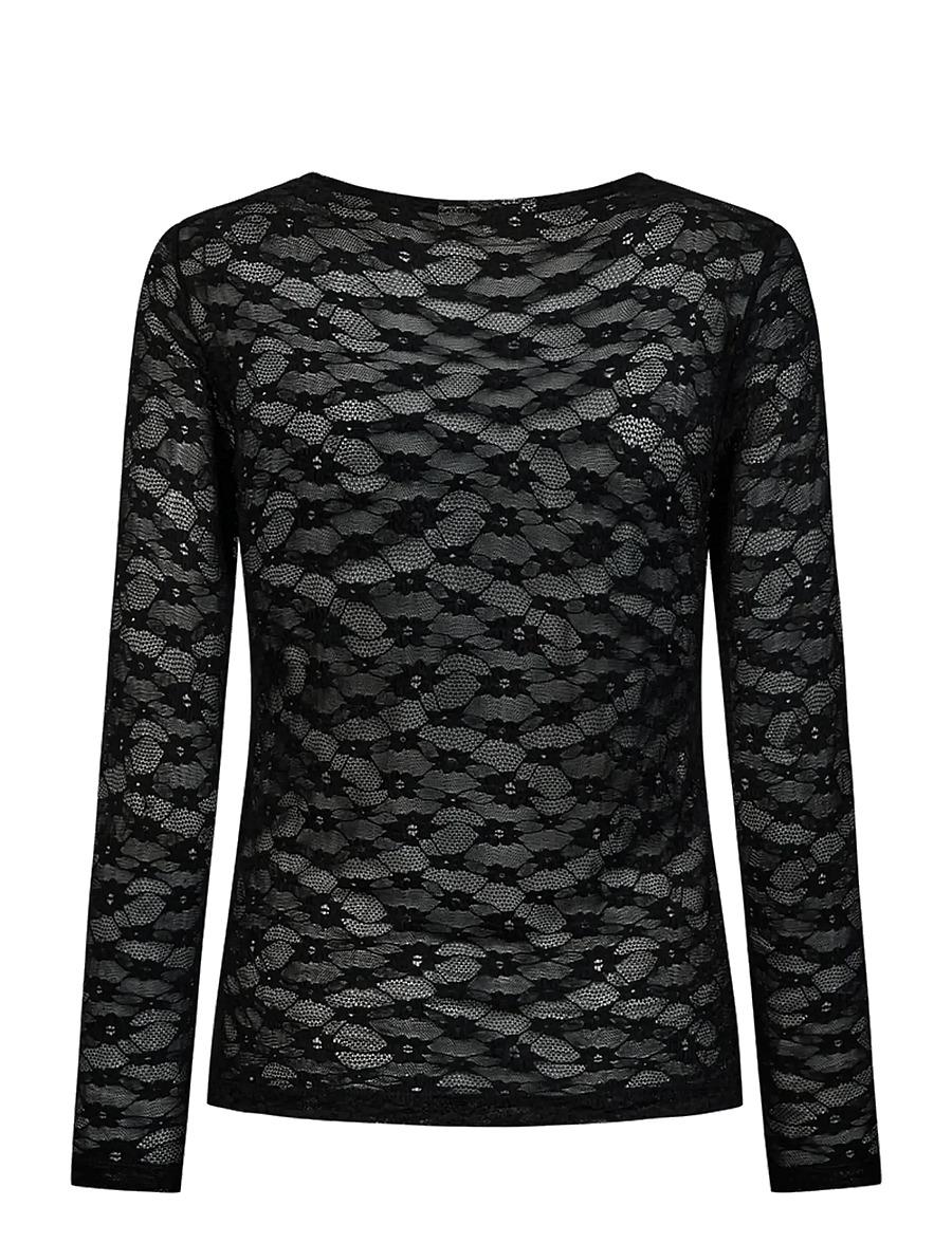 FREE/QUENT - FQIBENA-TEE - long-sleeved tops - black - 1