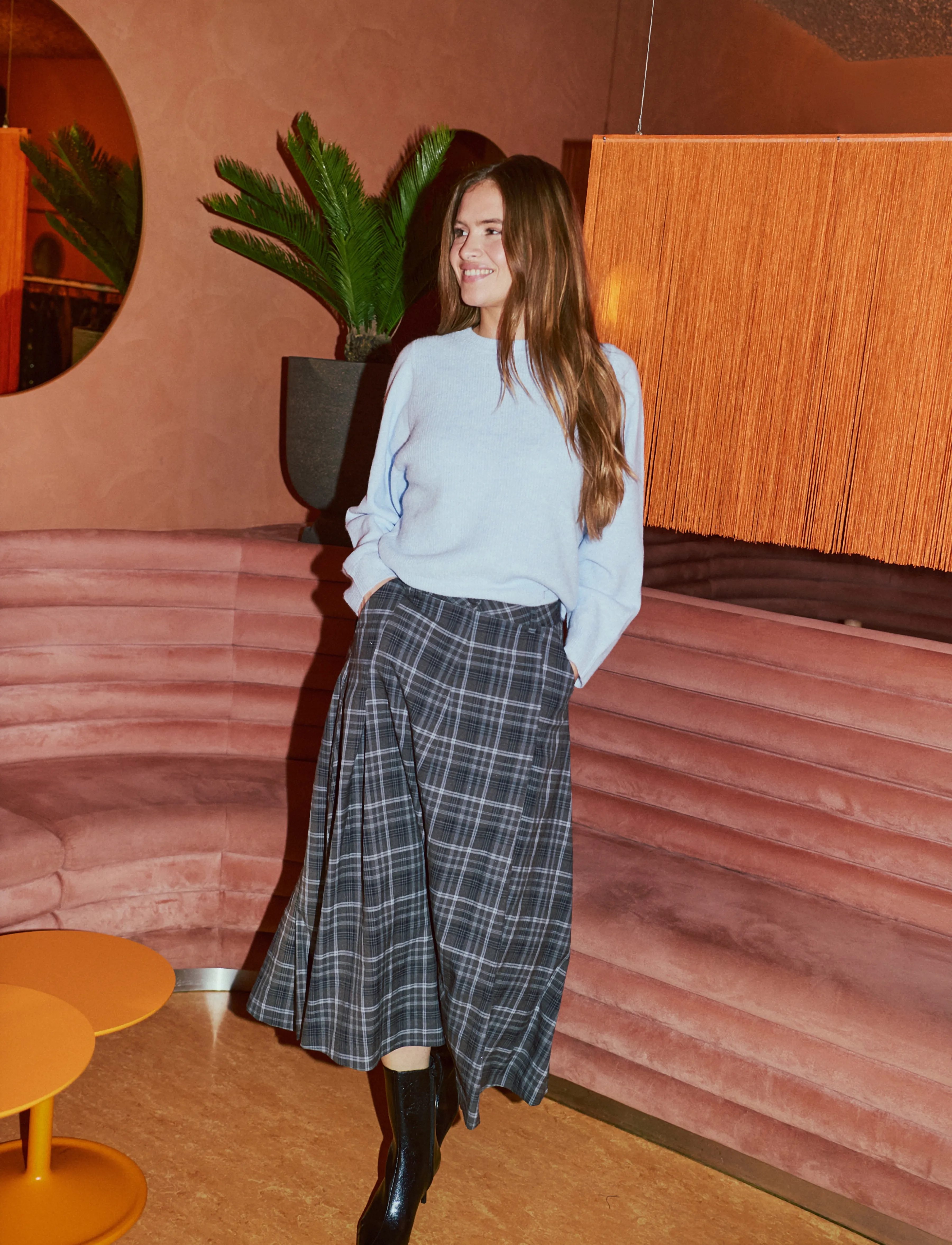 FREE/QUENT - FQKRIS-SKIRT - plisserade kjolar - mole w. chambray blue - 0
