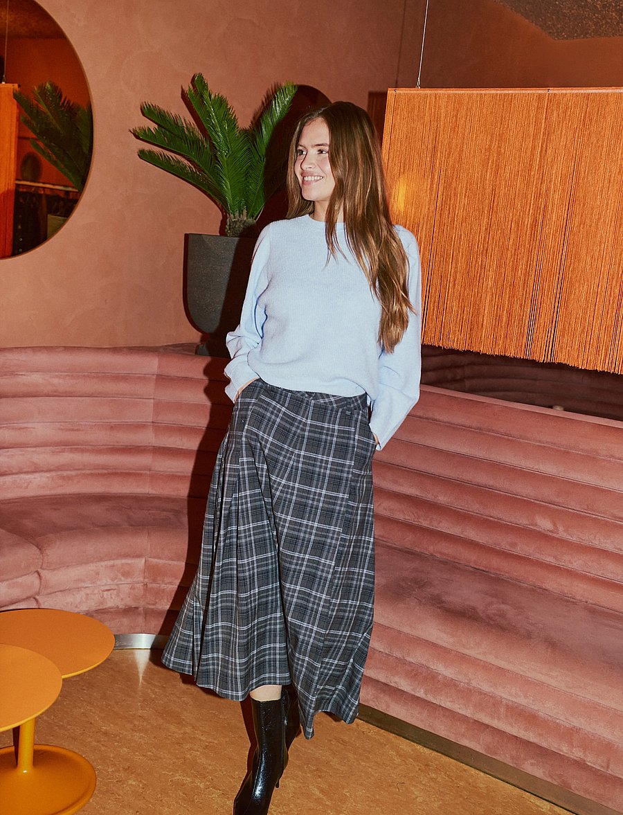 FREE/QUENT - FQKRIS-SKIRT - plisserade kjolar - mole w. chambray blue - 0