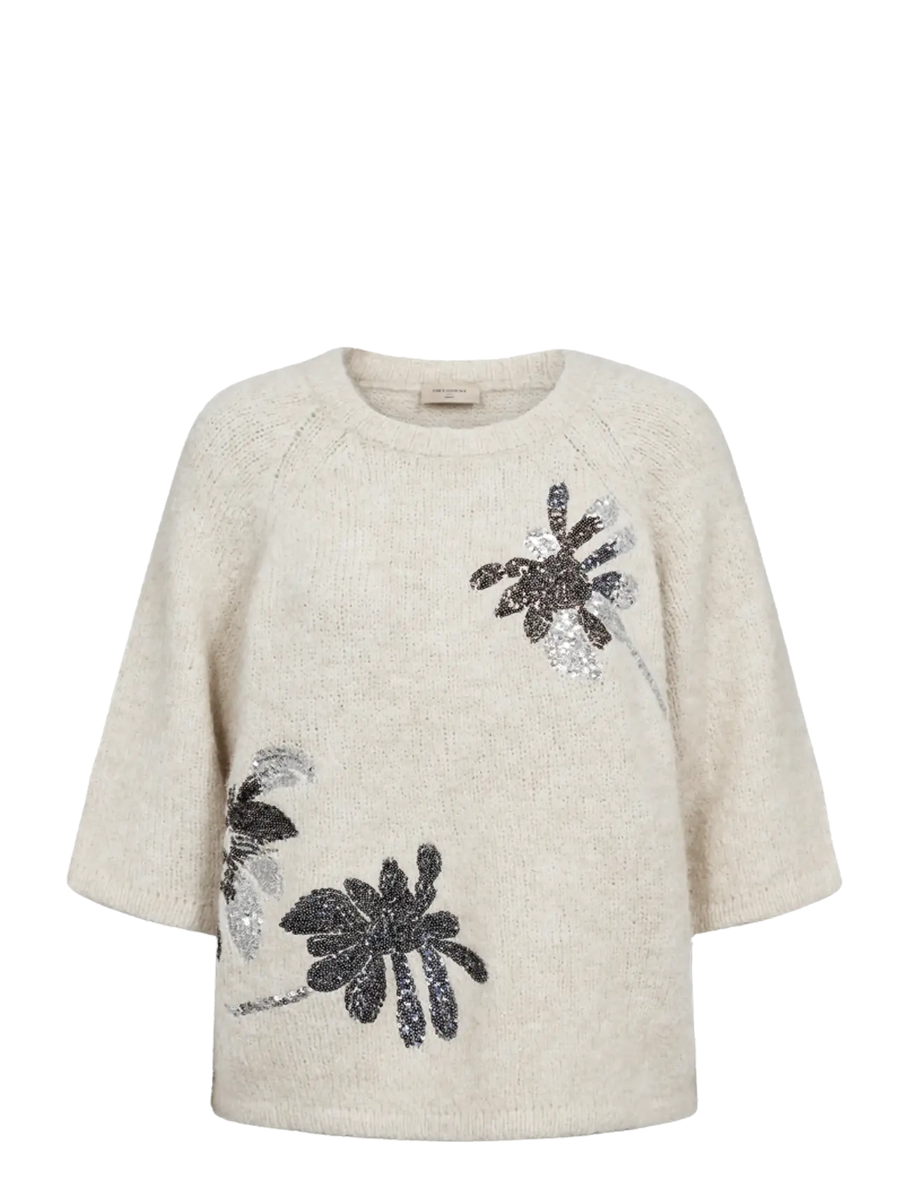 FREE/QUENT FQGRSKRELA-PULLOVER - Strik - MOONBEAM MEL. W. SILVER / cream