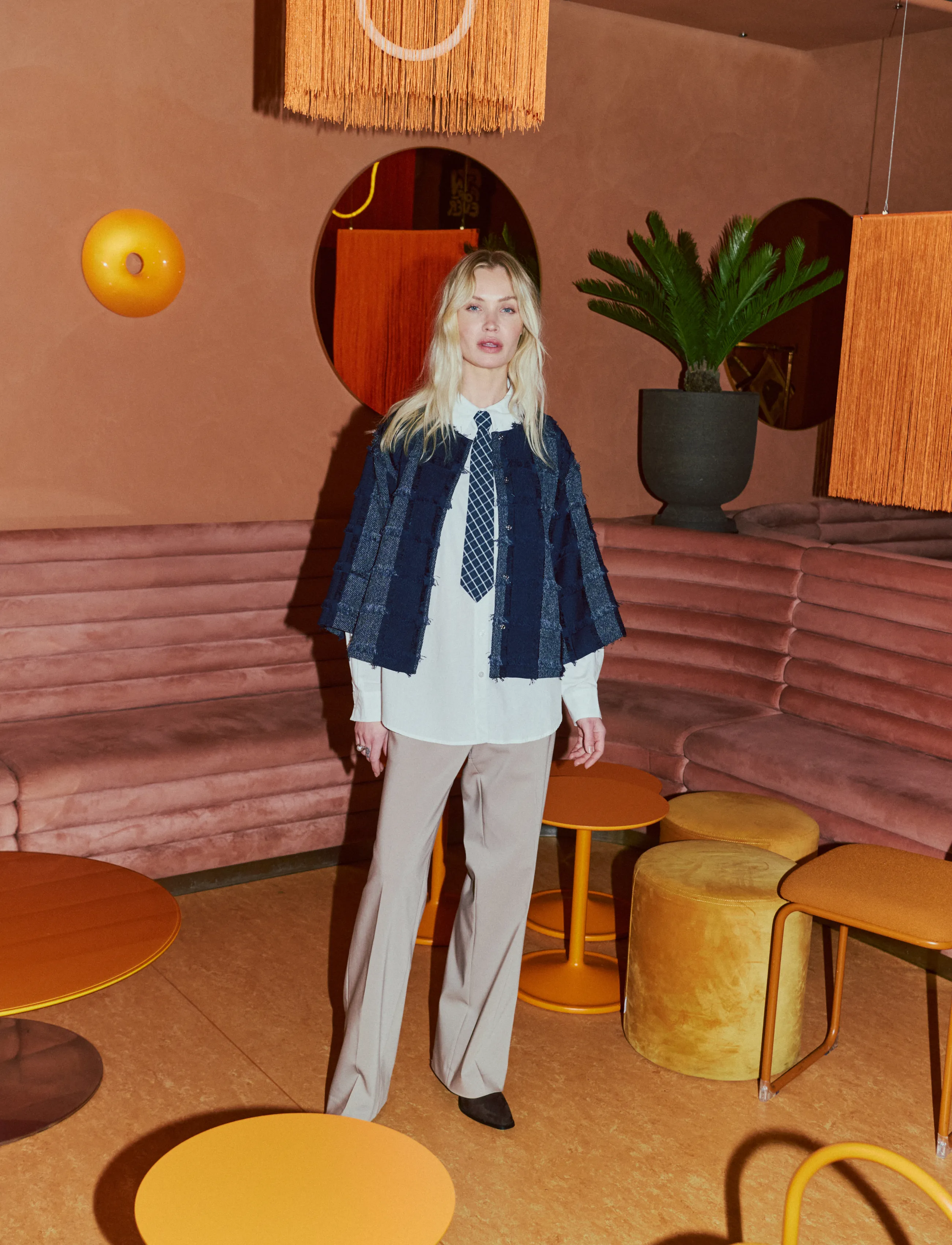 FREE/QUENT FQJOLENE-JACKET - Joped - NAVY BLAZER W. STAR OFF-WHITE / navy
