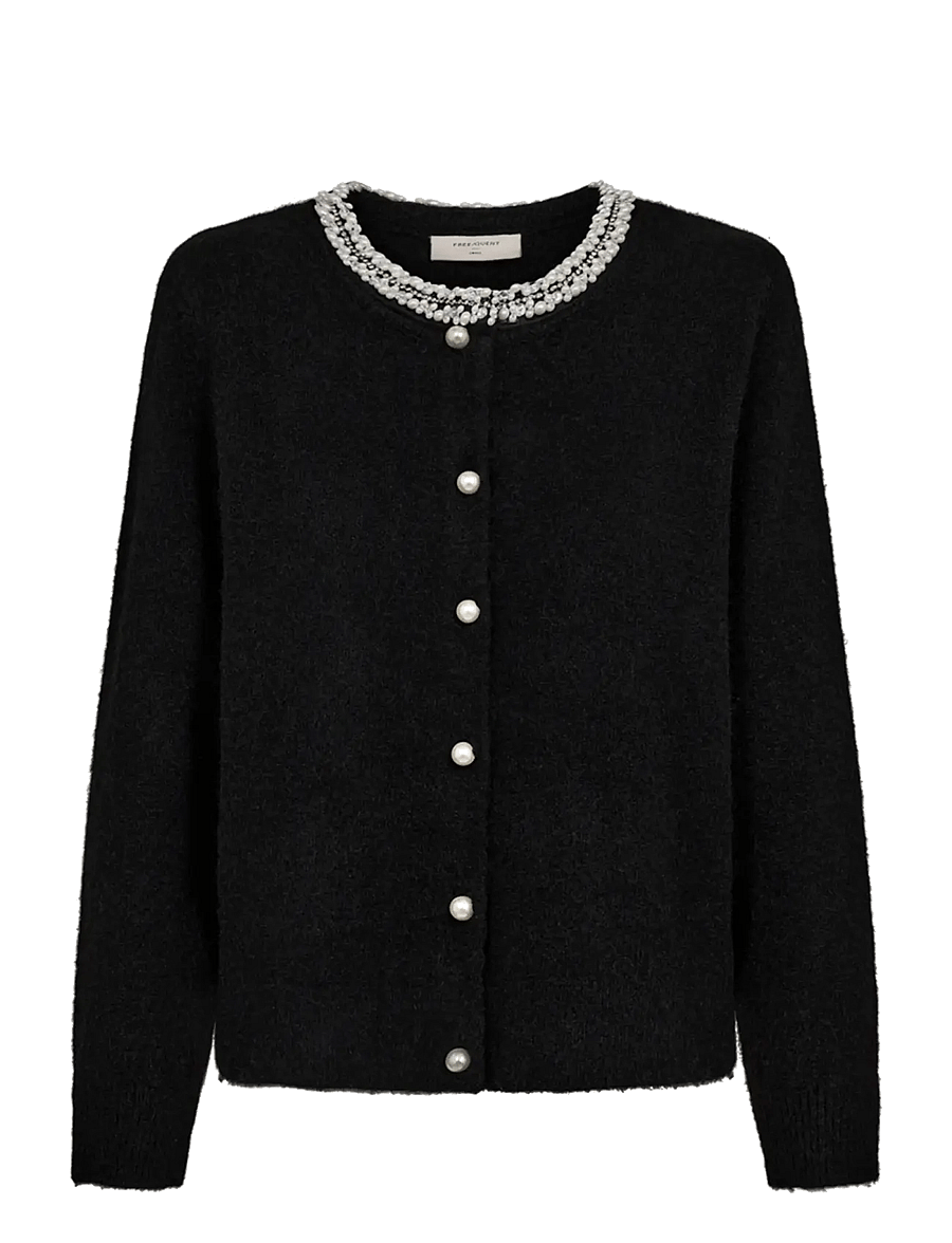 FREE/QUENT - FQGRSFLIRT-CARDIGAN - strickjacken - black - 0