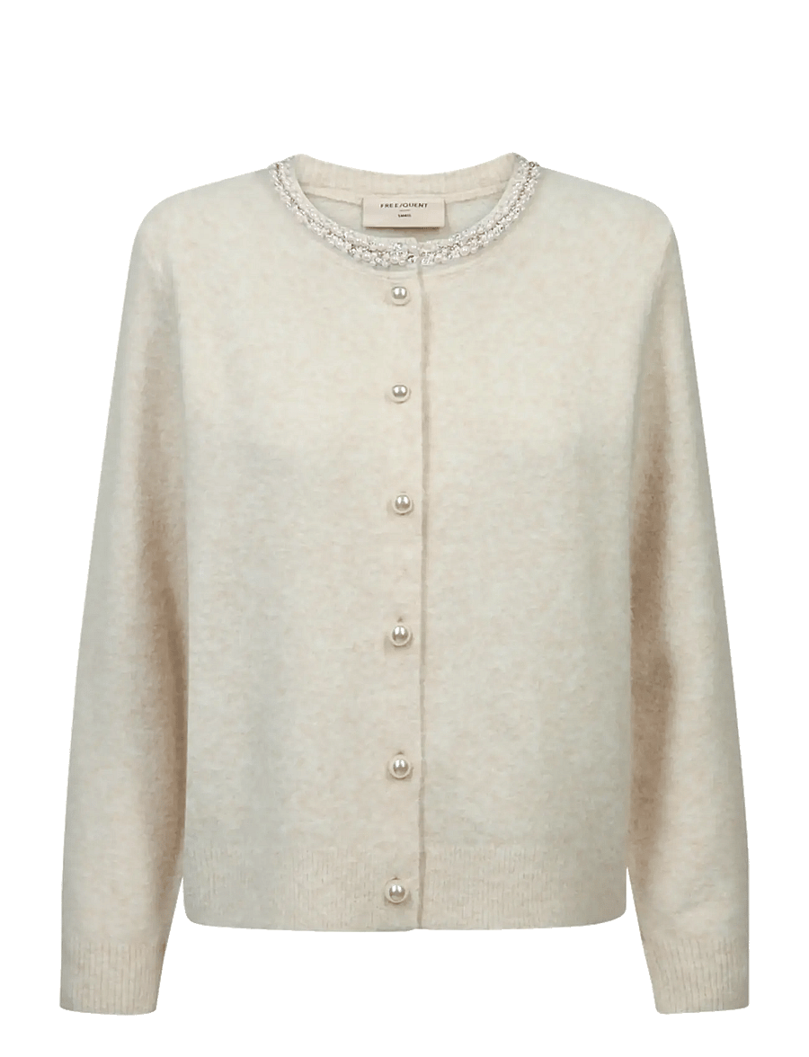 FREE/QUENT - FQGRSFLIRT-CARDIGAN - cardigans - moonbeam melange - 0