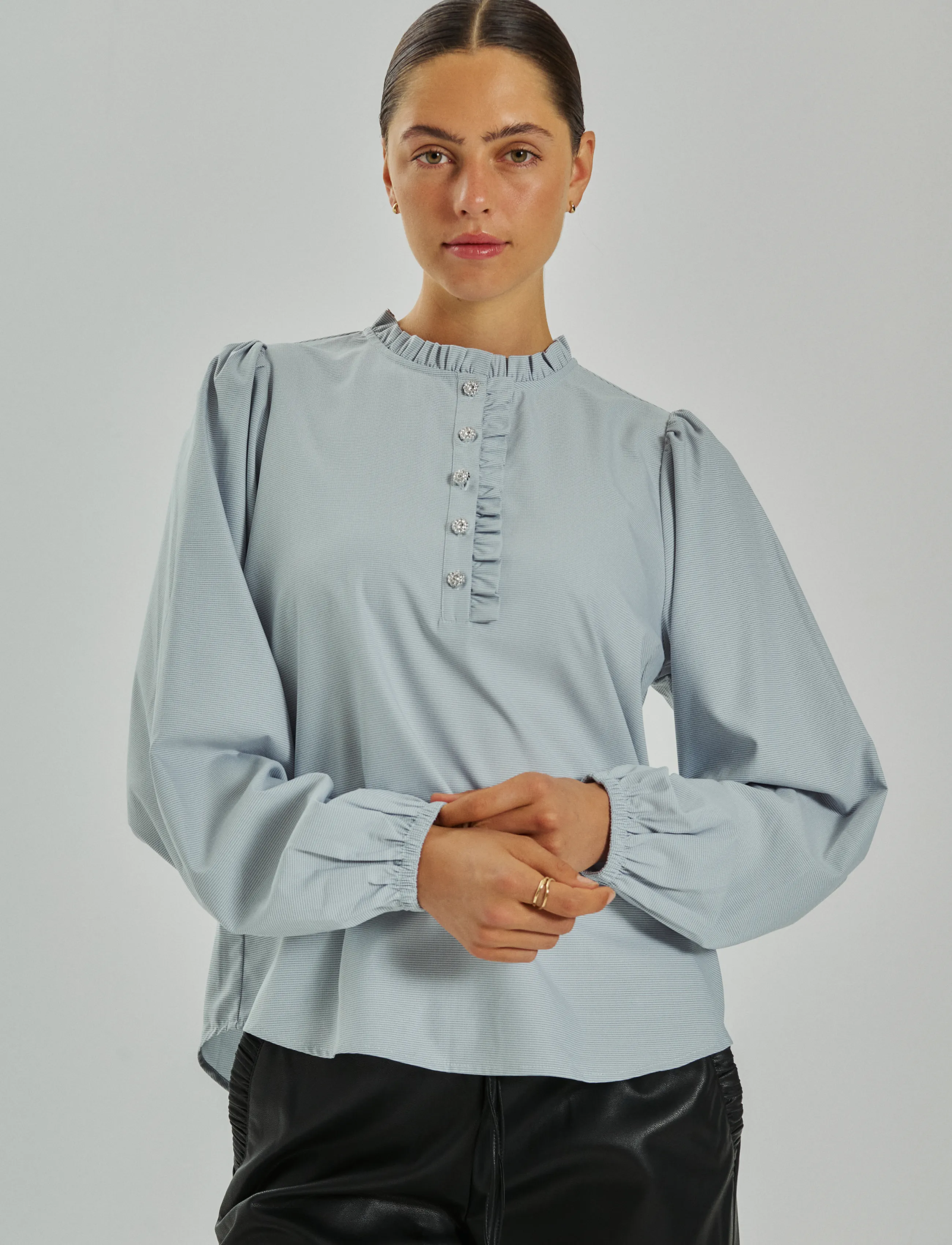 FREE/QUENT - FQFRIVA-BLOUSE - long sleeved blouses - star off-white w chambray blue - 0