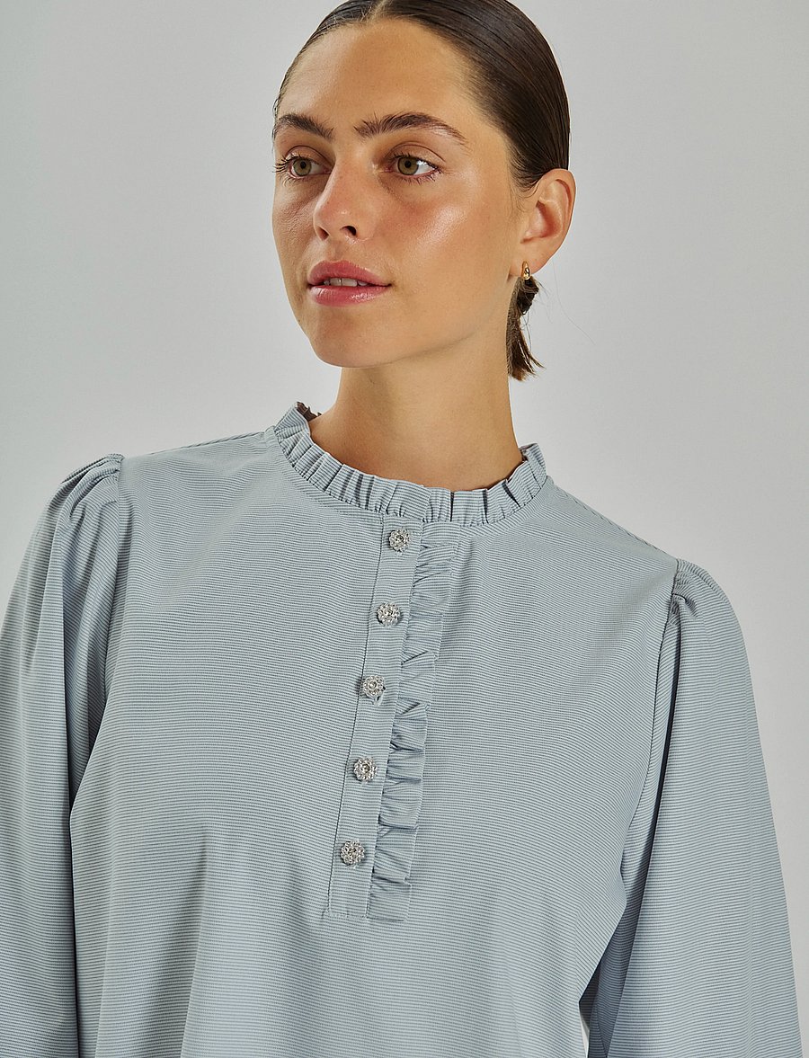 FREE/QUENT - FQFRIVA-BLOUSE - langærmede bluser - star off-white w chambray blue - 3
