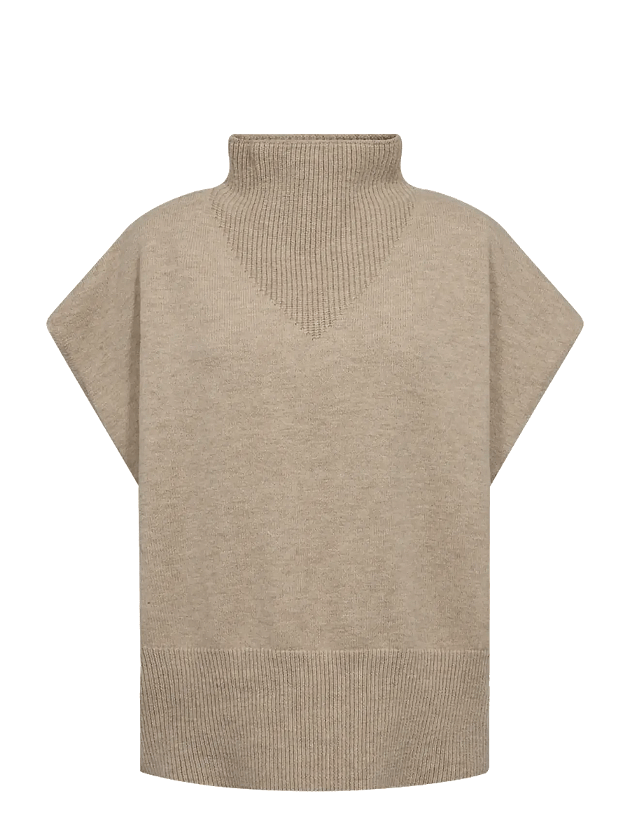 FREE/QUENT - FQESCAPSY-VEST - kootud vestid - oyster grey melange - 0