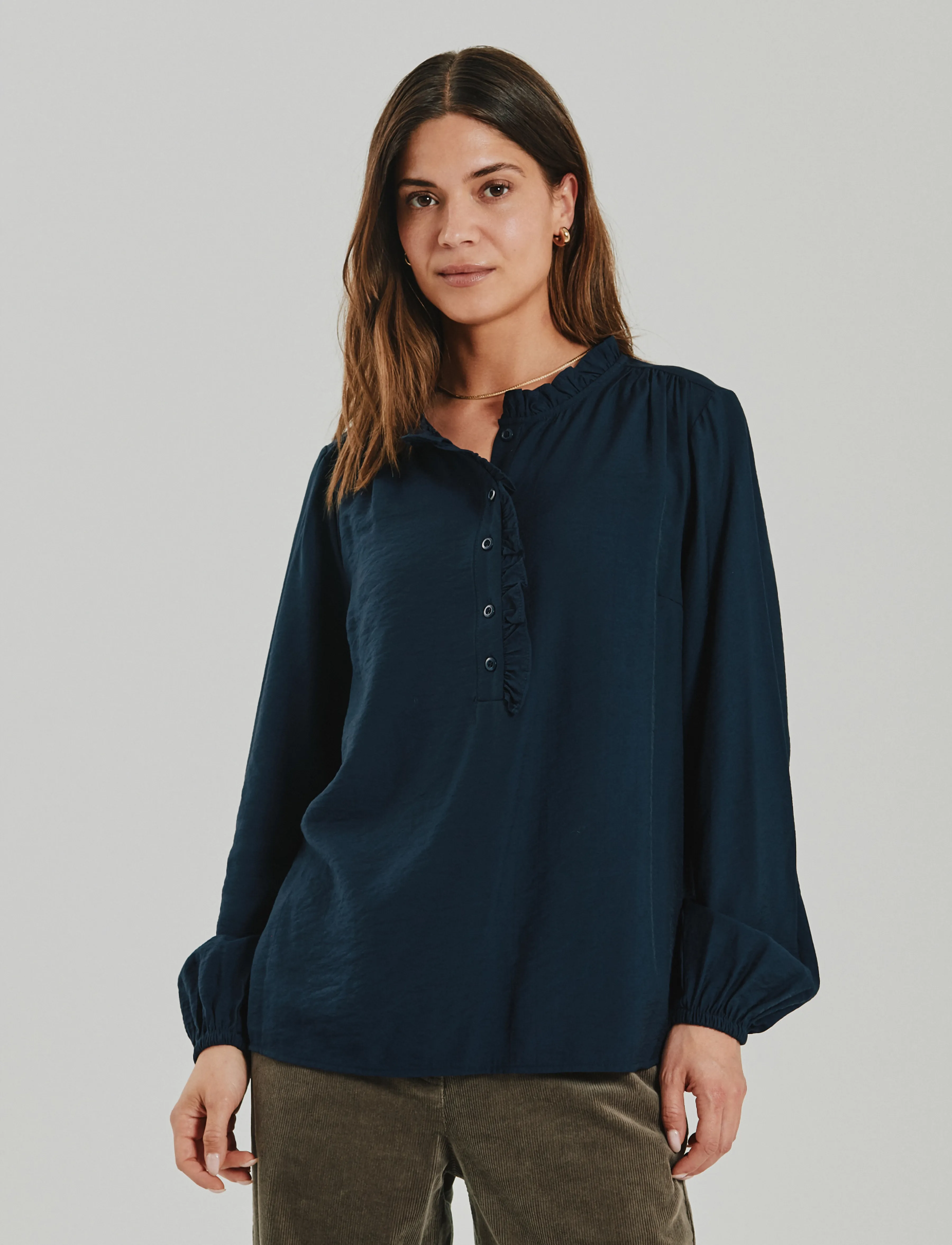 FREE/QUENT - FQMAGDA-BLOUSE - pikkade varrukatega pluusid - navy blazer - 3