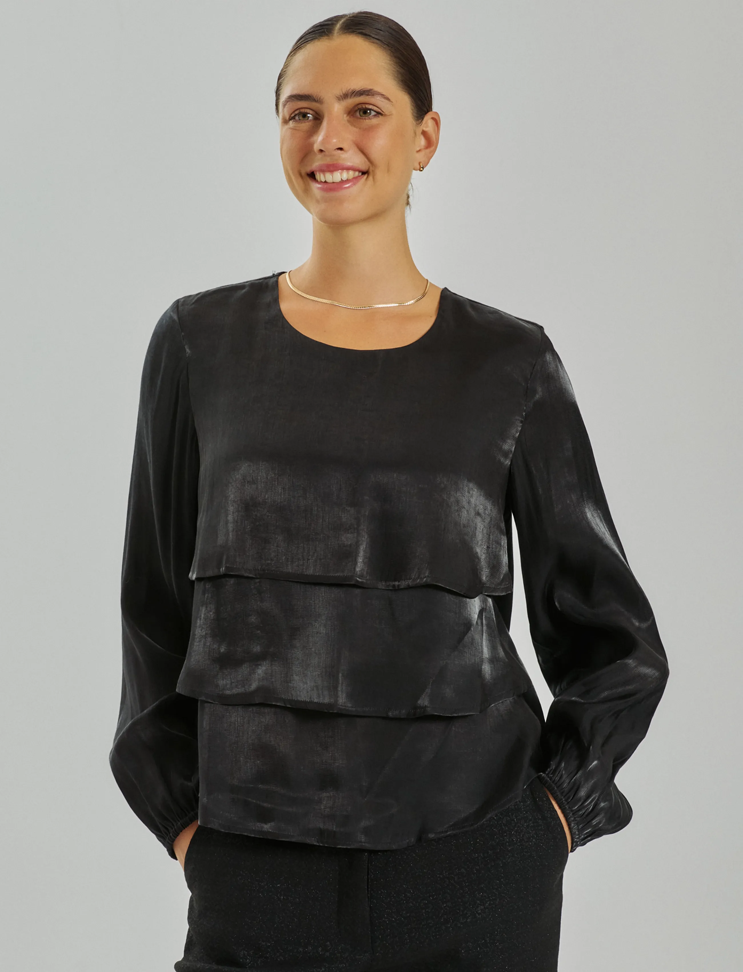 FREE/QUENT - FQTALIA-BLOUSE - long sleeved blouses - black - 0