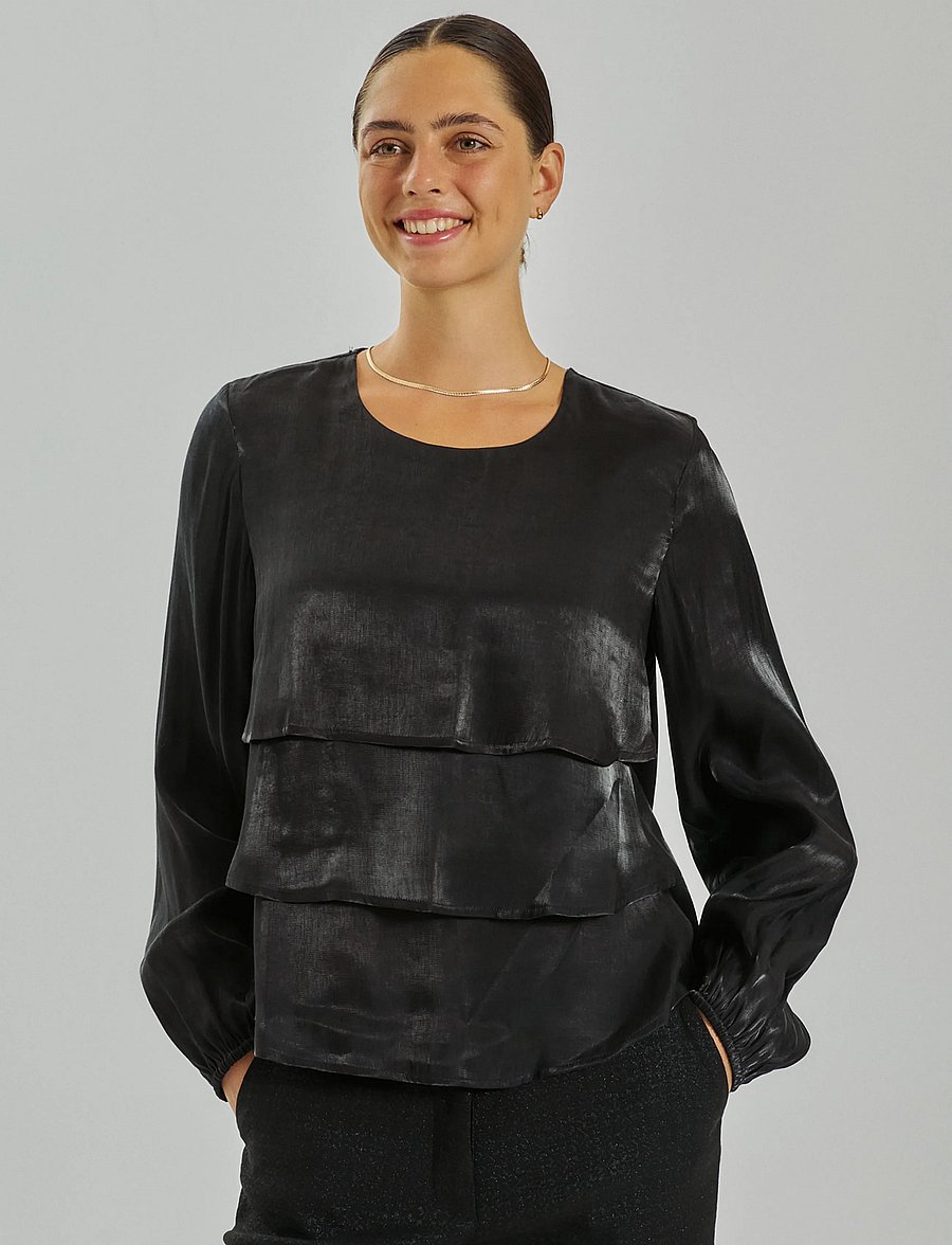 FREE/QUENT - FQTALIA-BLOUSE - long sleeved blouses - black - 0