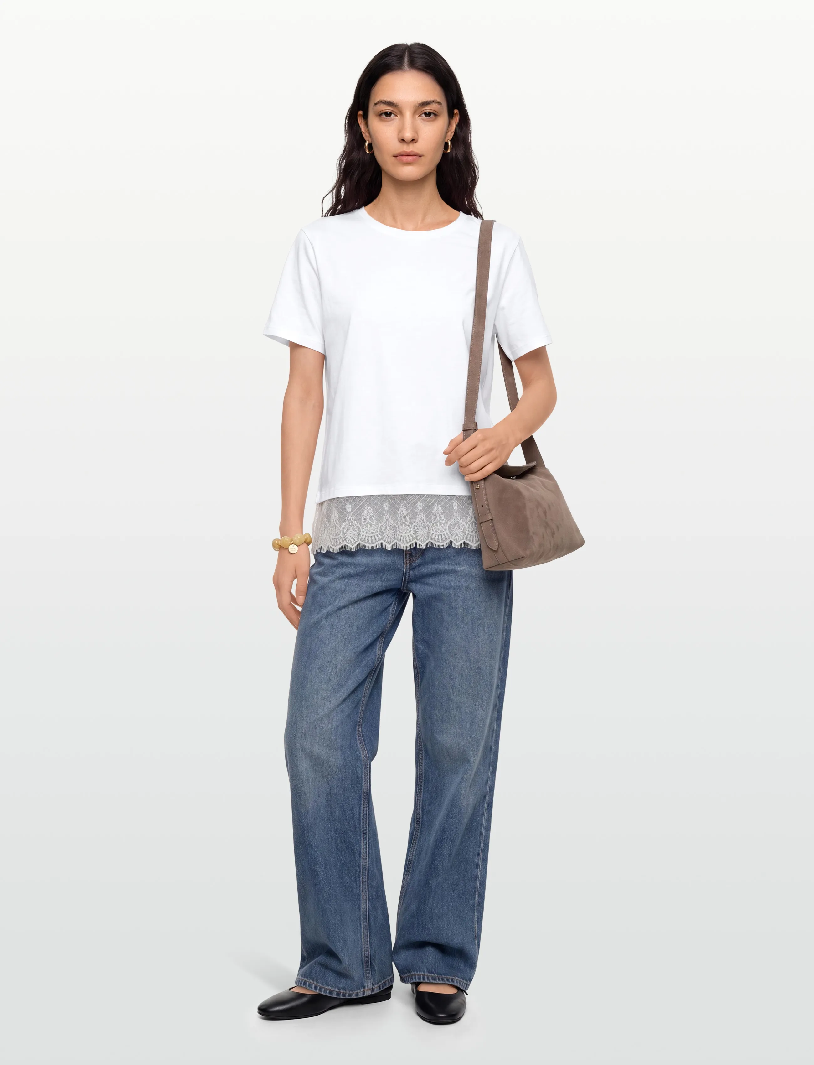 FREE/QUENT Fqsure-Tee, M, White, T-Shirts & Toppe > Kortærmede, Dame