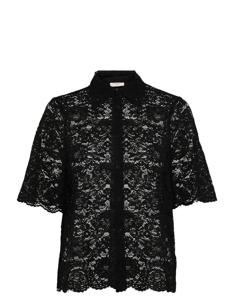 FREE/QUENT - FQLACINA-SHIRT - kurzärmlige hemden - black - 0