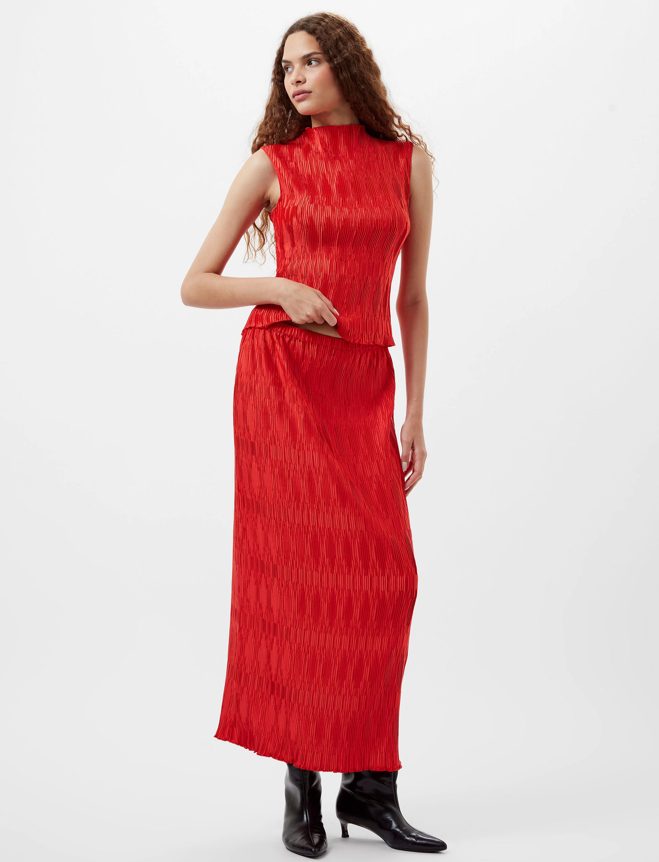 French Connection Moira Pleated Skirt - Red - XS