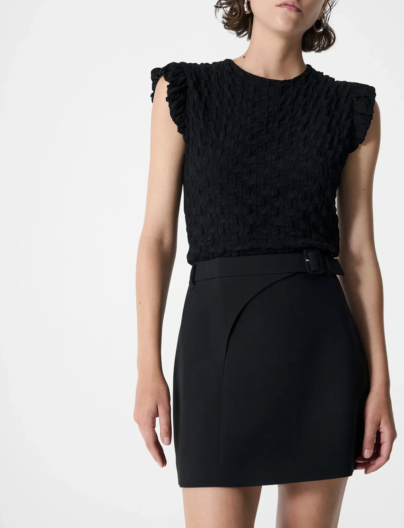 French Connection Azra Twill Mini Skirt - Black - 36
