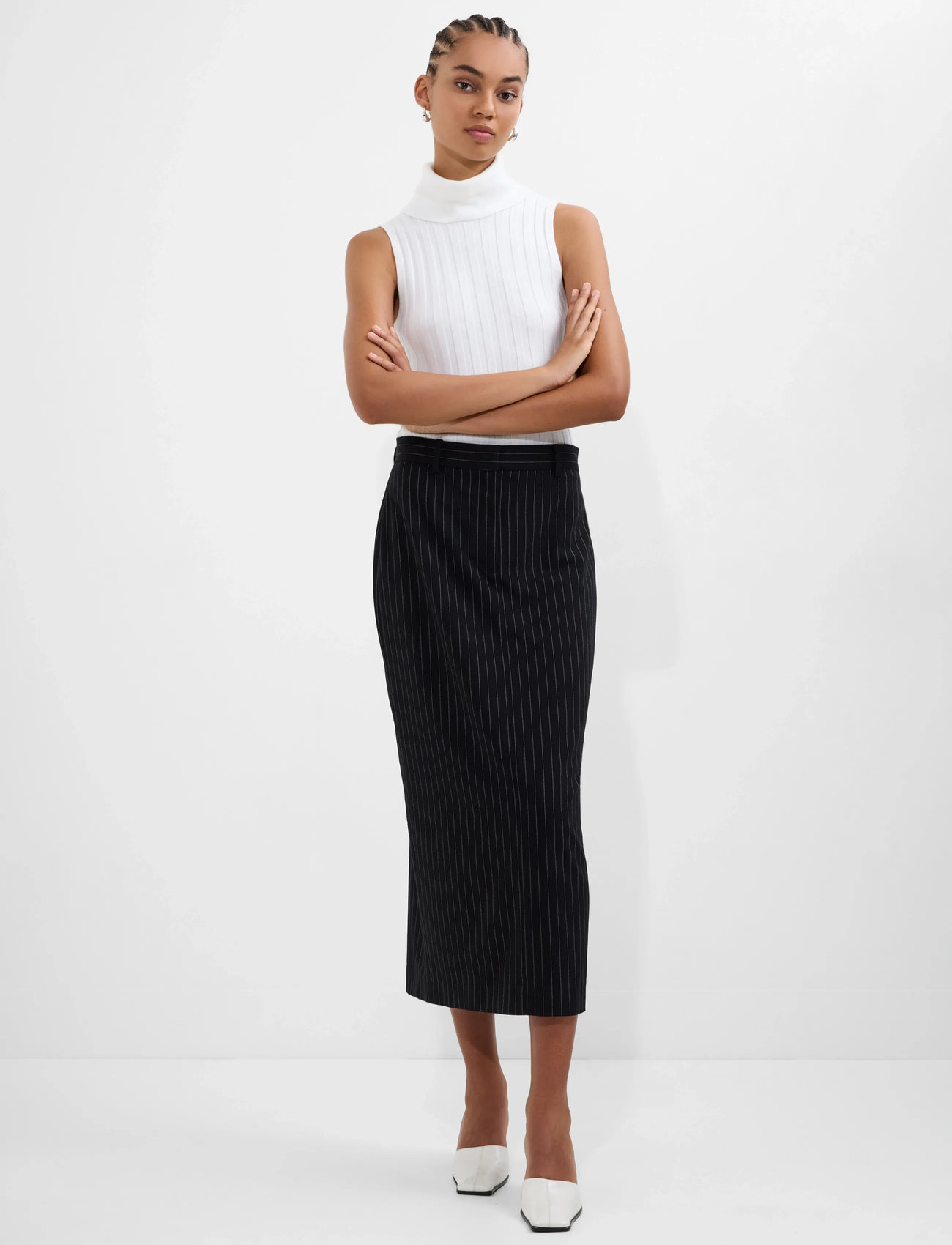 French Connection Morgan Tailored Midi Skirt - Black - 34