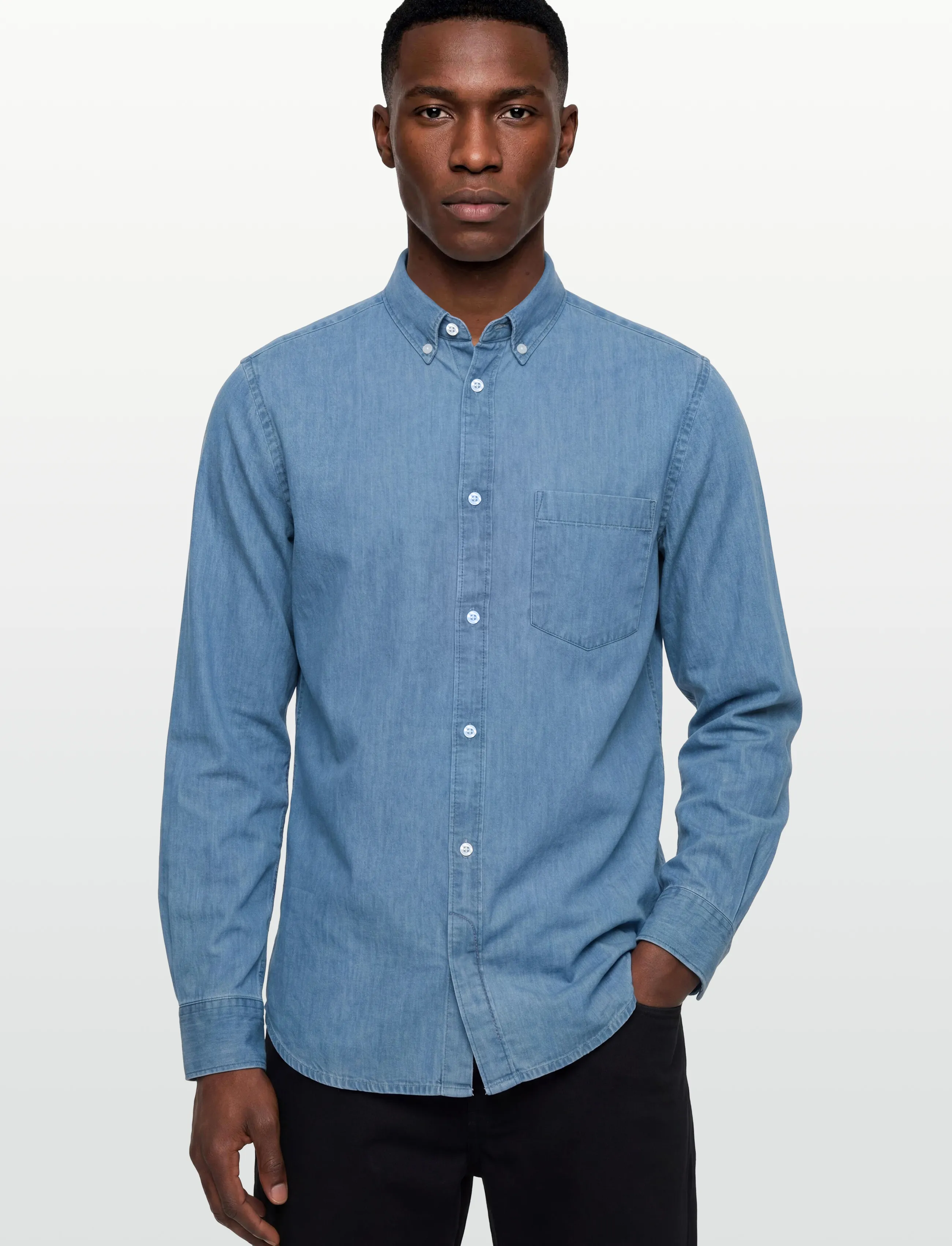 French Connection - DENIM LS MID WASH - casual skjorter - mid wash - 3