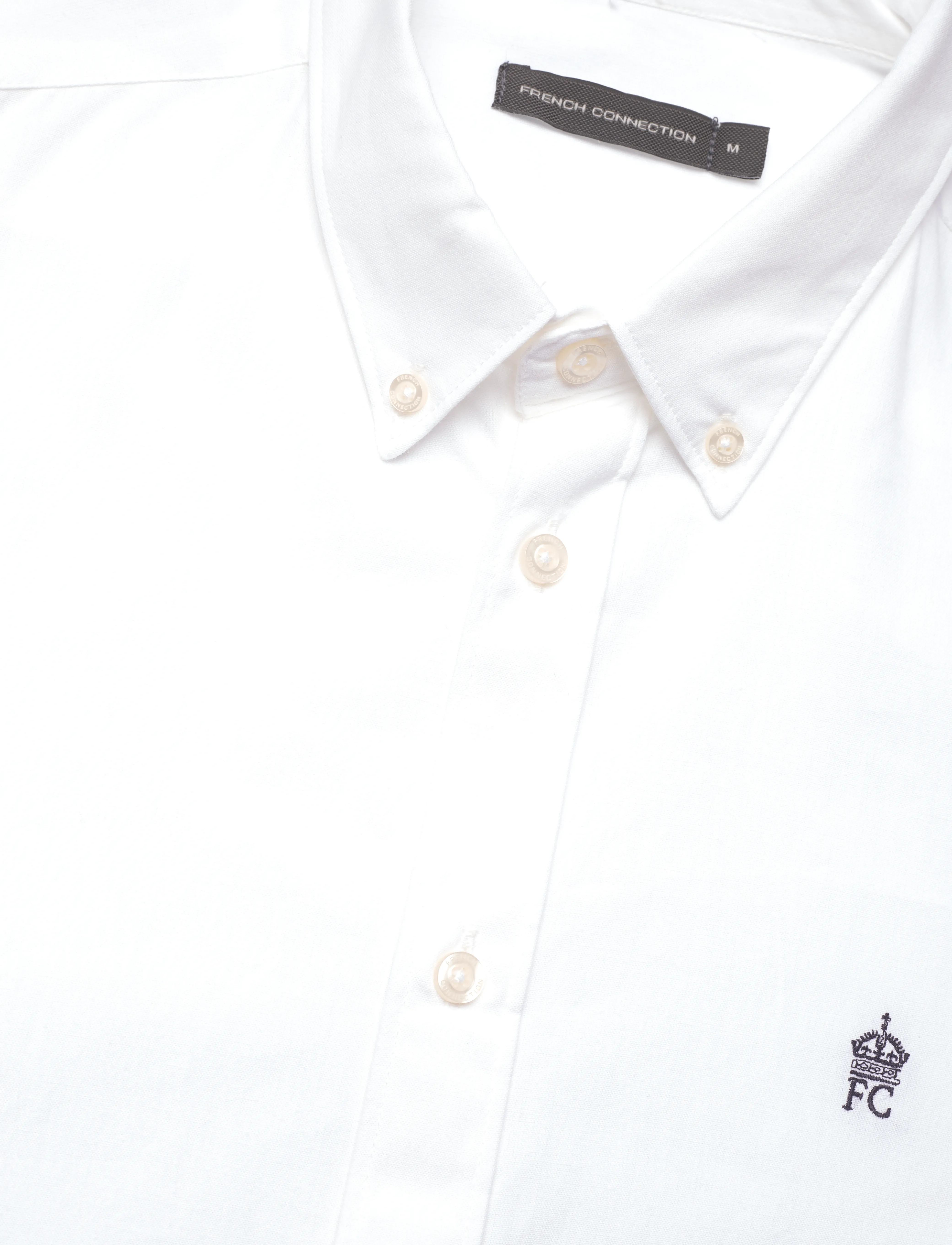 French Connection - OXFORD S/S T SKY/MARINE - oxfordi särgid - white/marine - 3