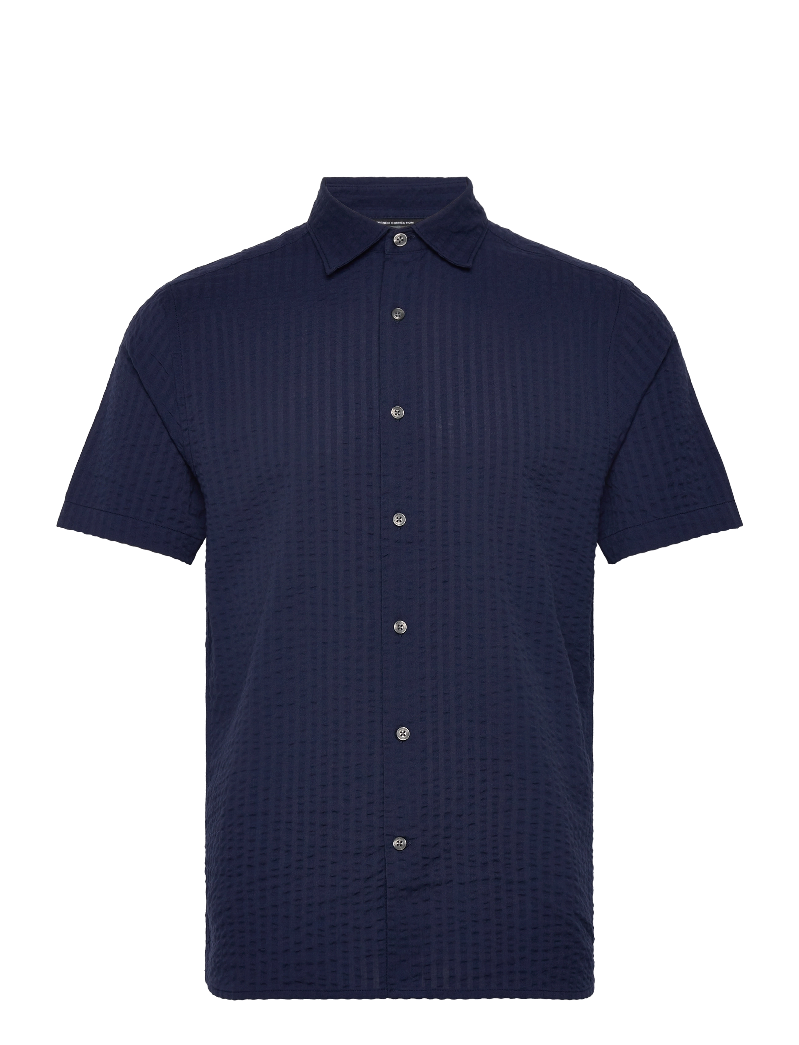 SS SEERSUCKER CHECK SHIRT - NAVY