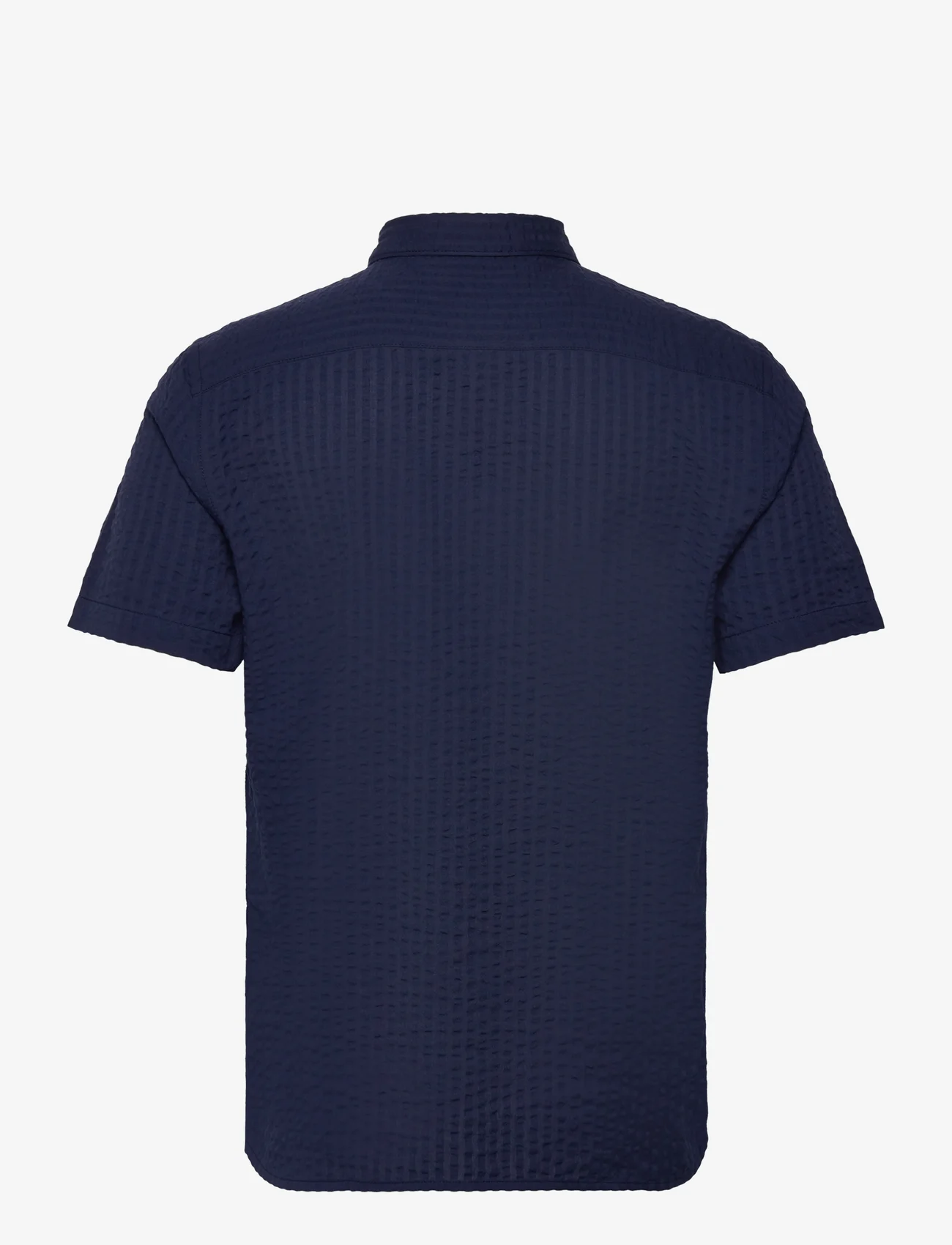 French Connection - SS SEERSUCKER CHECK SHIRT - short-sleeved shirts - navy - 1