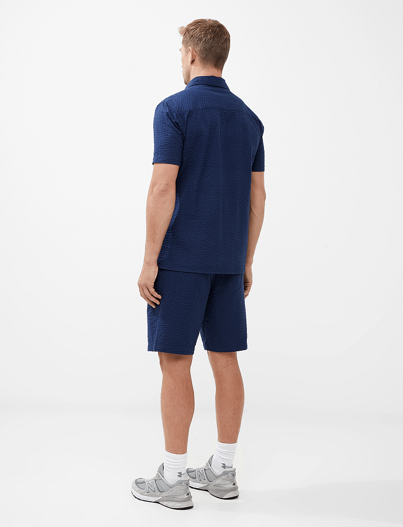 French Connection - SS SEERSUCKER CHECK SHIRT - kortærmede skjorter - navy - 3