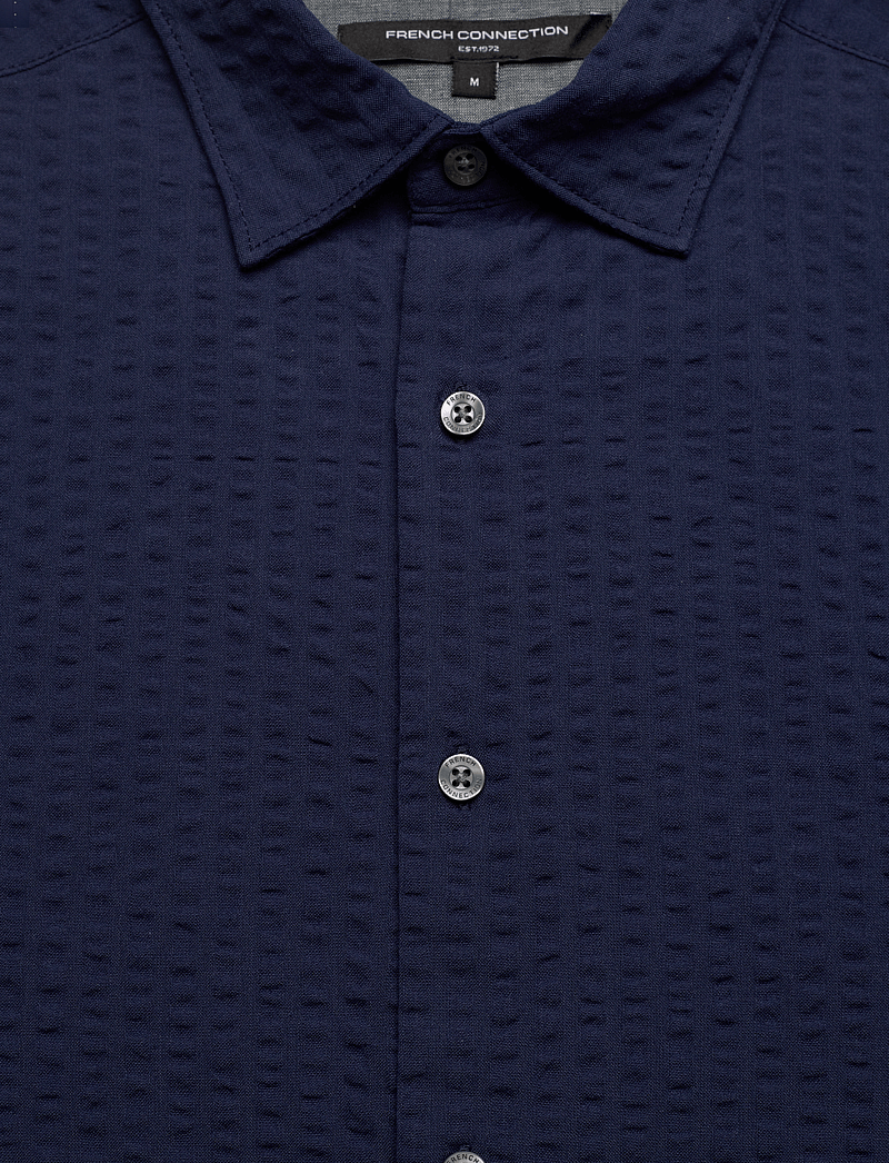 French Connection - SS SEERSUCKER CHECK SHIRT - kortærmede skjorter - navy - 5