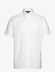 French Connection - SS SEERSUCKER CHECK SHIRT - kortärmade skjortor - white - 0