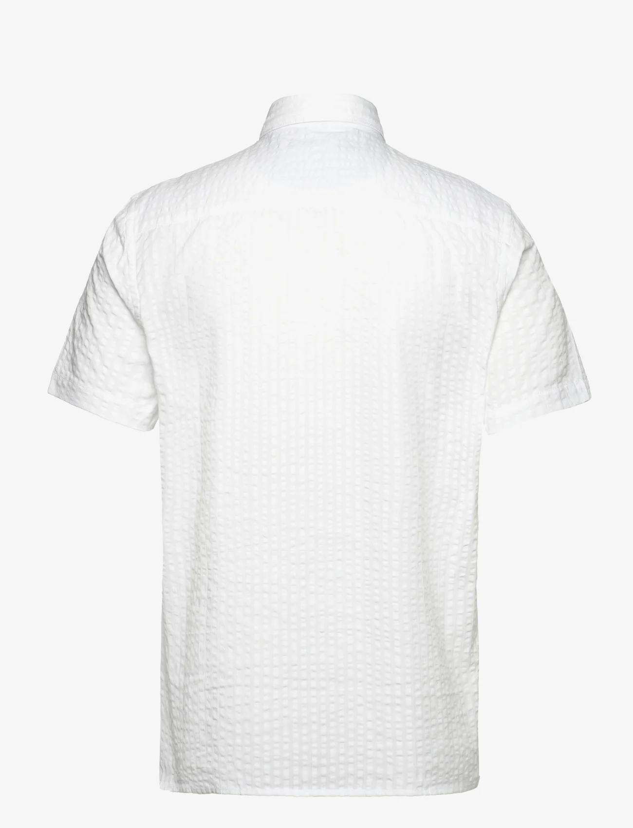 French Connection - SS SEERSUCKER CHECK SHIRT - kortärmade skjortor - white - 1