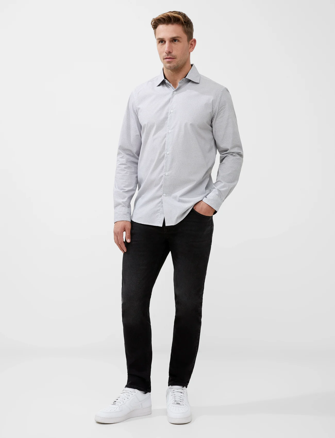French Connection - LS AOP SHIRT - chemises d'affaires - white/black - 0