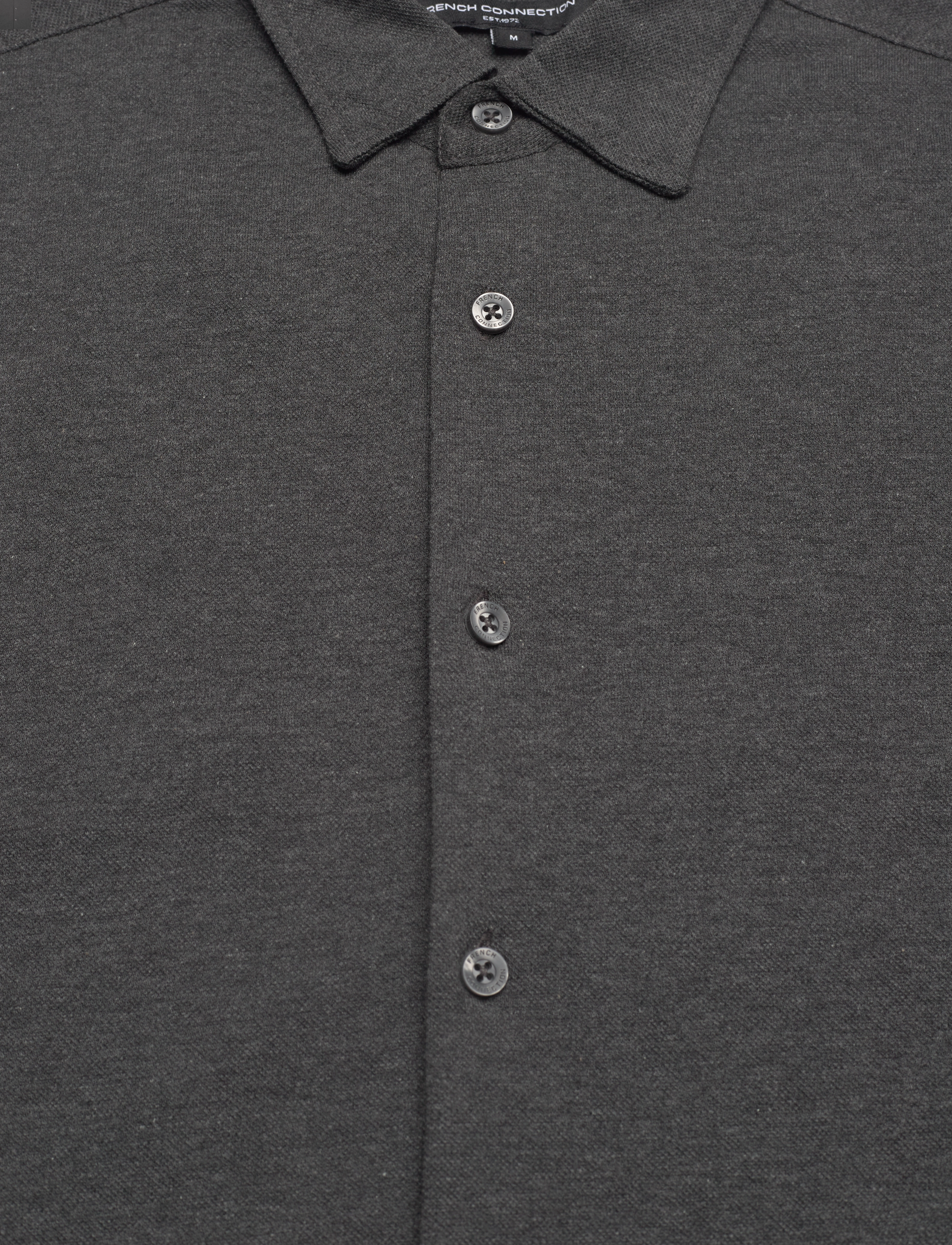 French Connection - LONG SLEEVE PIQUE JERSEY SHIRT - charcoal mel - 4