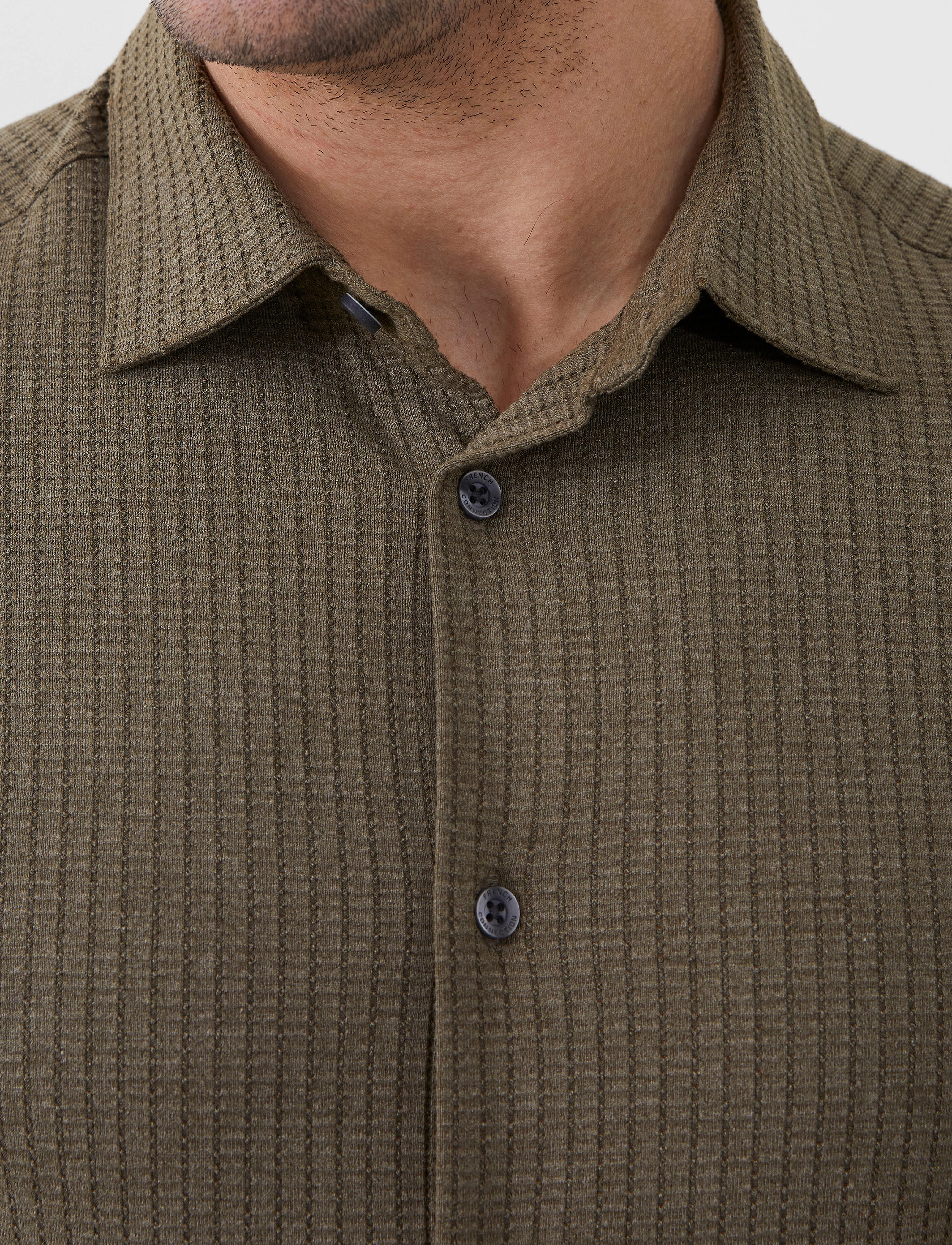 French Connection - LADDER TEXTURE JERSEY SHIRT - olive - 3
