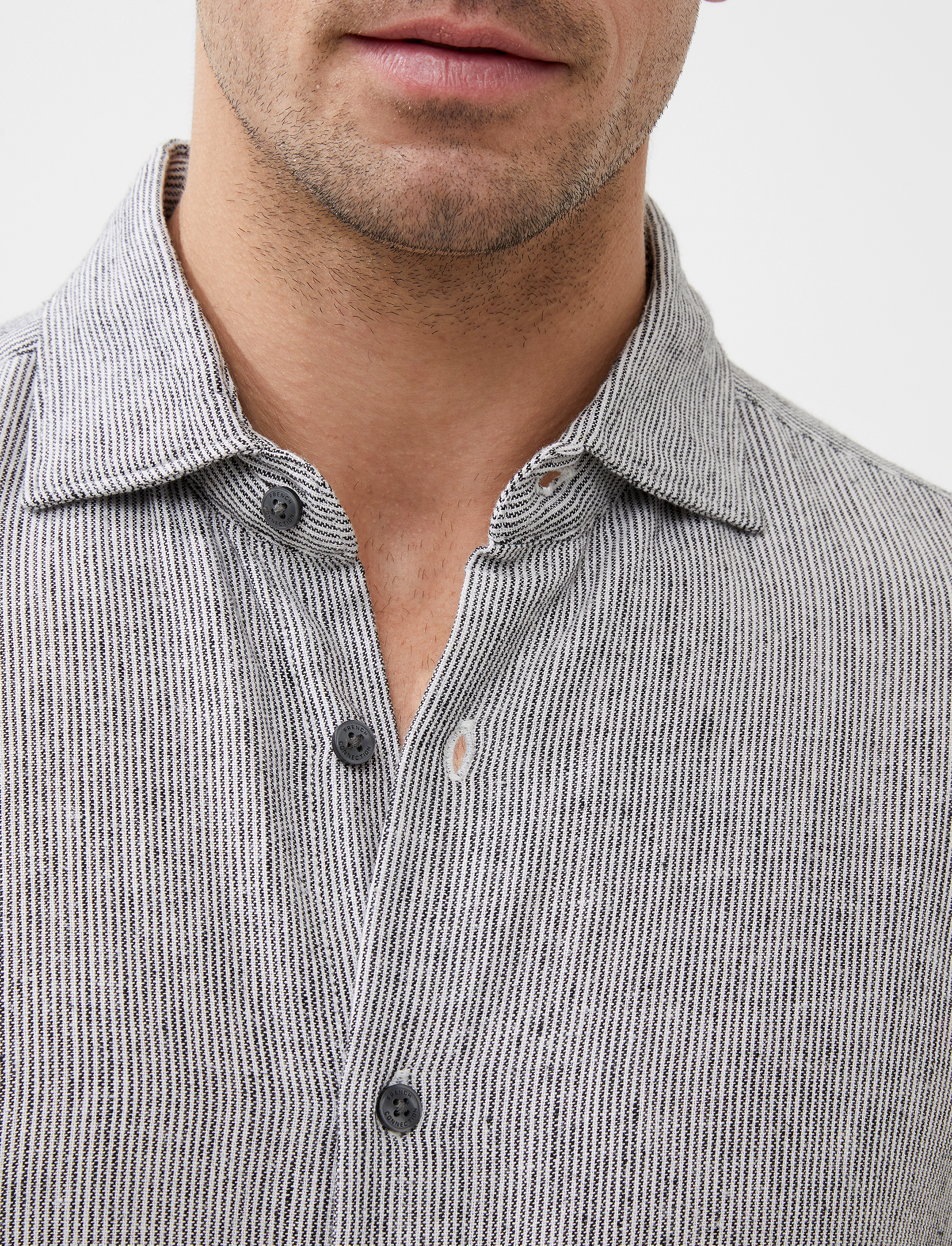 French Connection - TONAL STRIPE SHIRT - black/white - 3