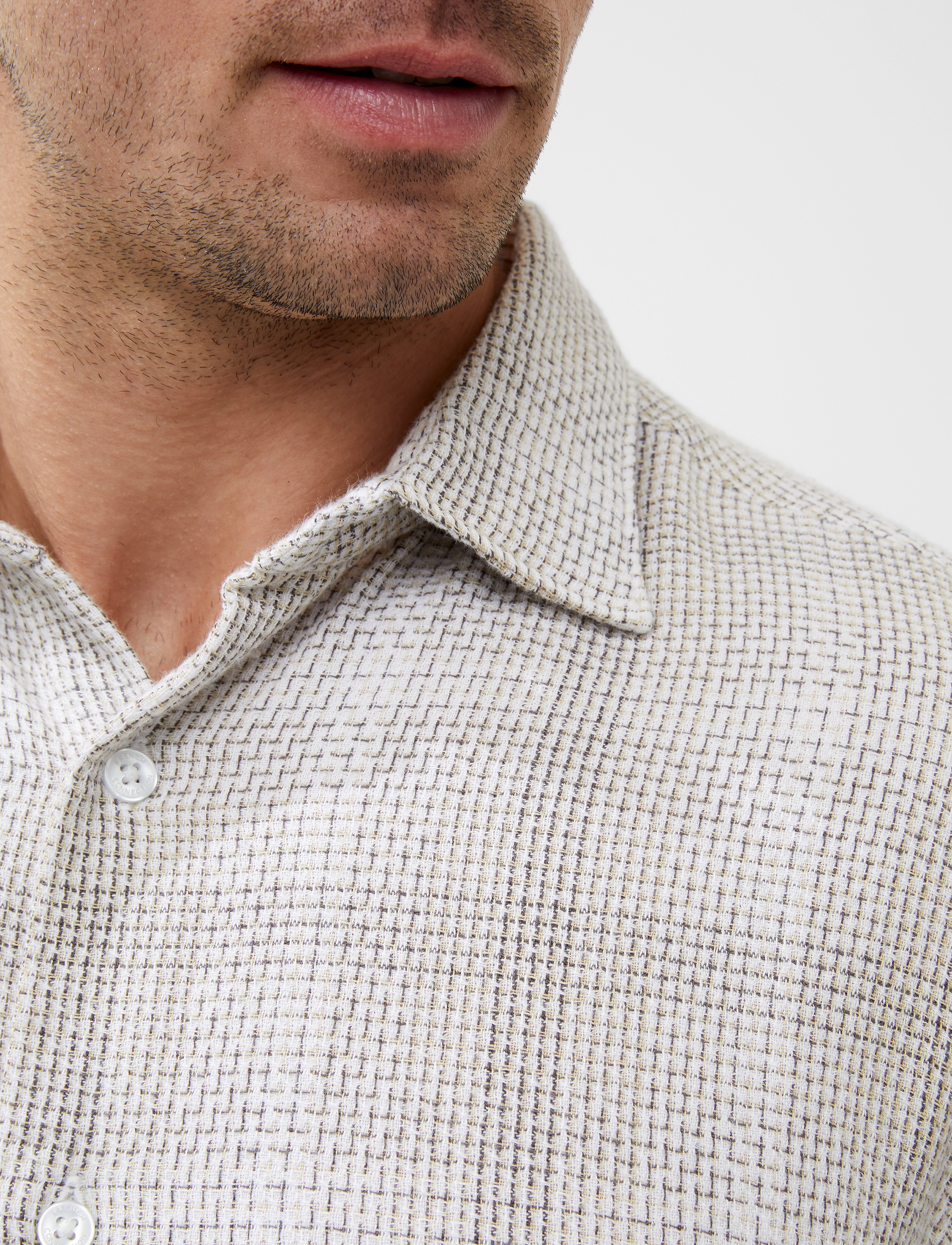 French Connection - BARROW DOBBY LS SHIRT - sand combo - 4