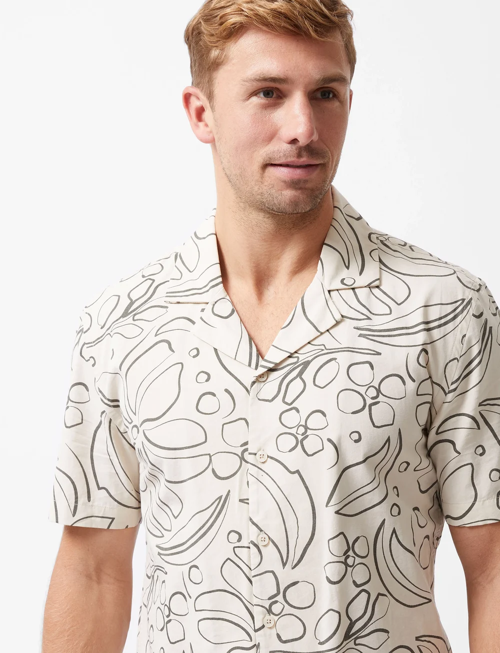 French Connection - FLORAL REVERE - kurzarmhemden - stone/khaki - 3