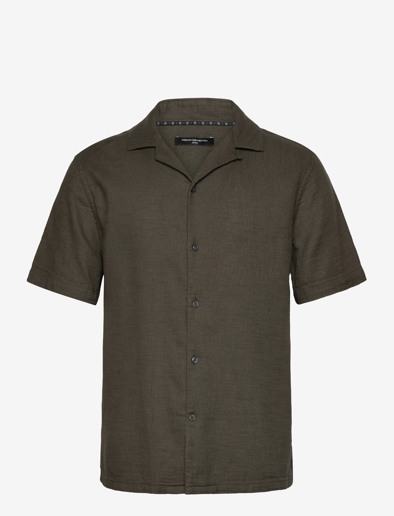 French Connection - SS MATTY WEAVE REVERE SHIRT - kurzarmhemden - khaki - 1