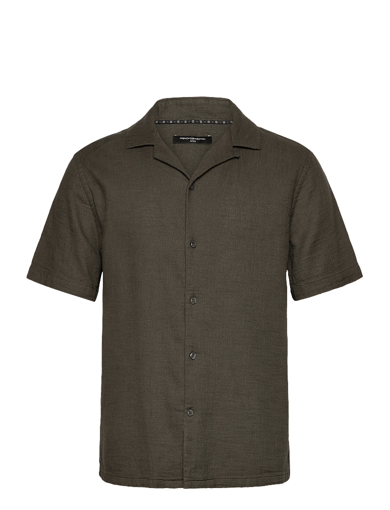 French Connection - SS MATTY WEAVE REVERE SHIRT - kurzarmhemden - khaki - 1