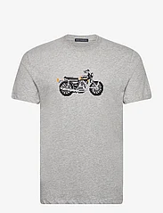 French Connection - MOTORBIKE PIXEL T SHIRT - short-sleeved t-shirts - lgt grey mel - 0