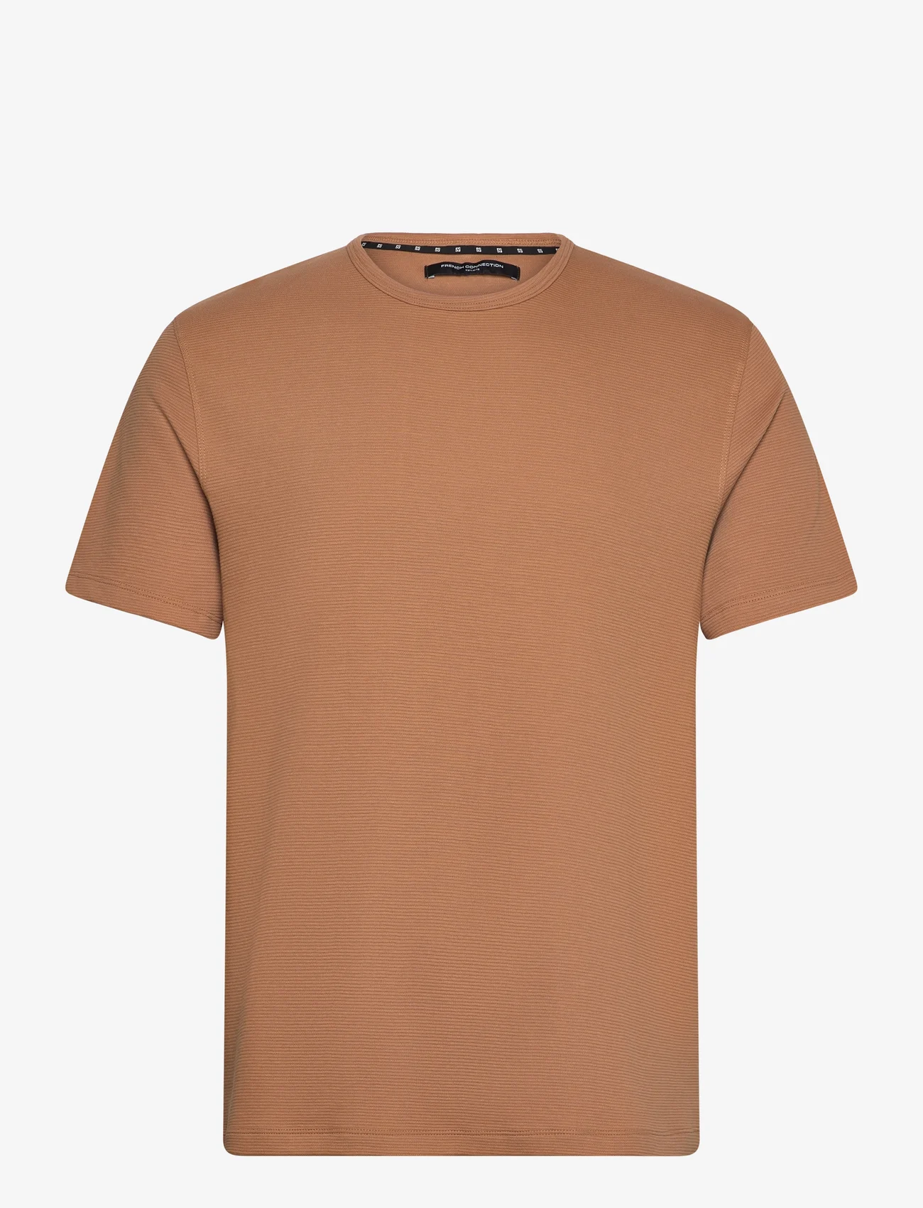French Connection - SS OTTOMAN TEXTURE TEE - short-sleeved t-shirts - tobacco - 0