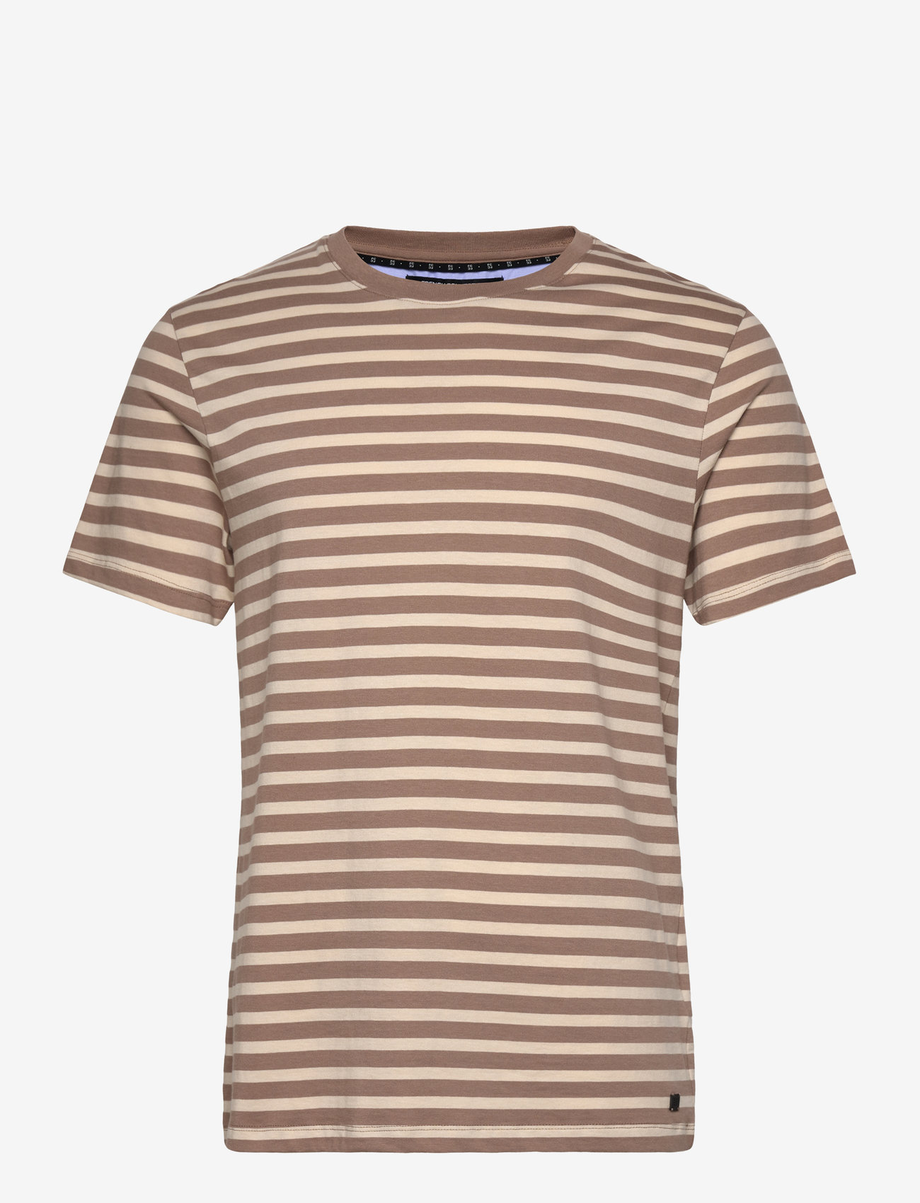 French Connection - SS TEE W YARN DYE STRIPES - kortärmade t-shirts - taupe/stone - 1
