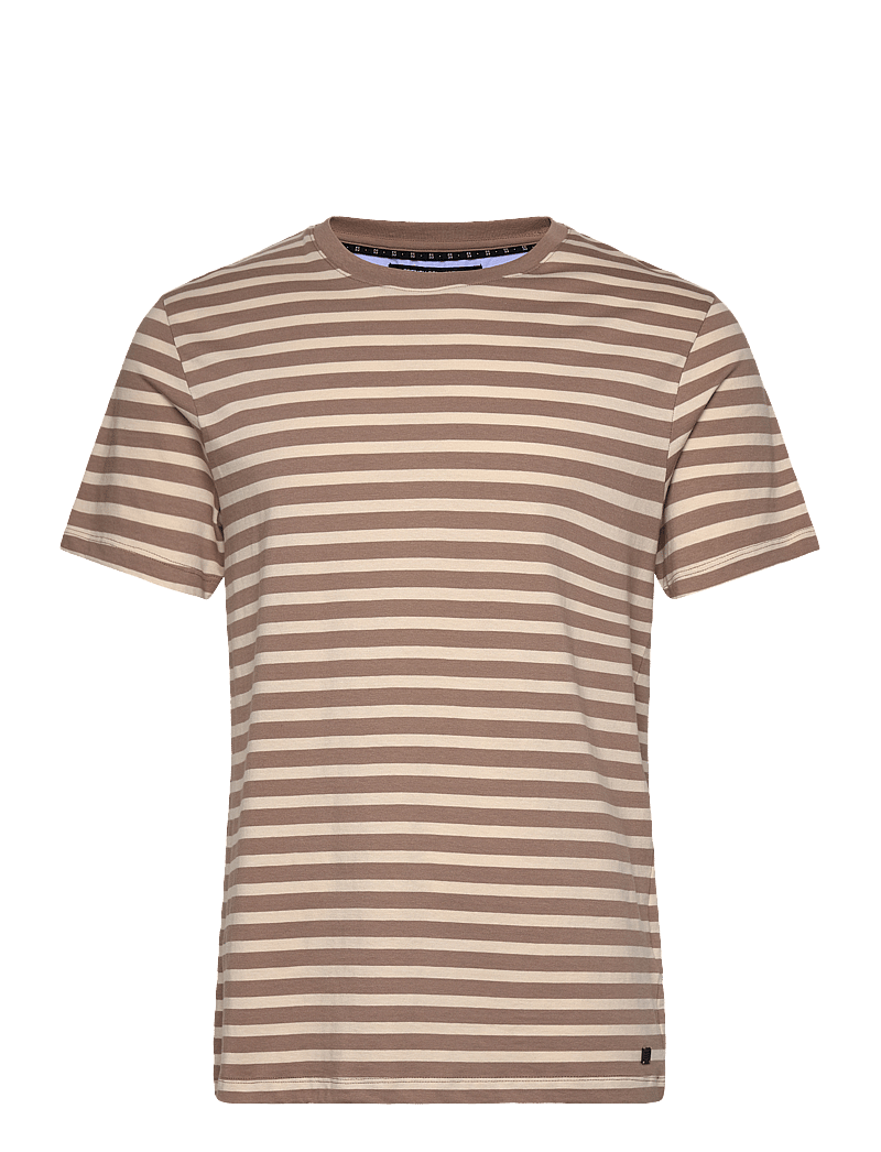 French Connection - SS TEE W YARN DYE STRIPES - kurzärmelig - taupe/stone - 1