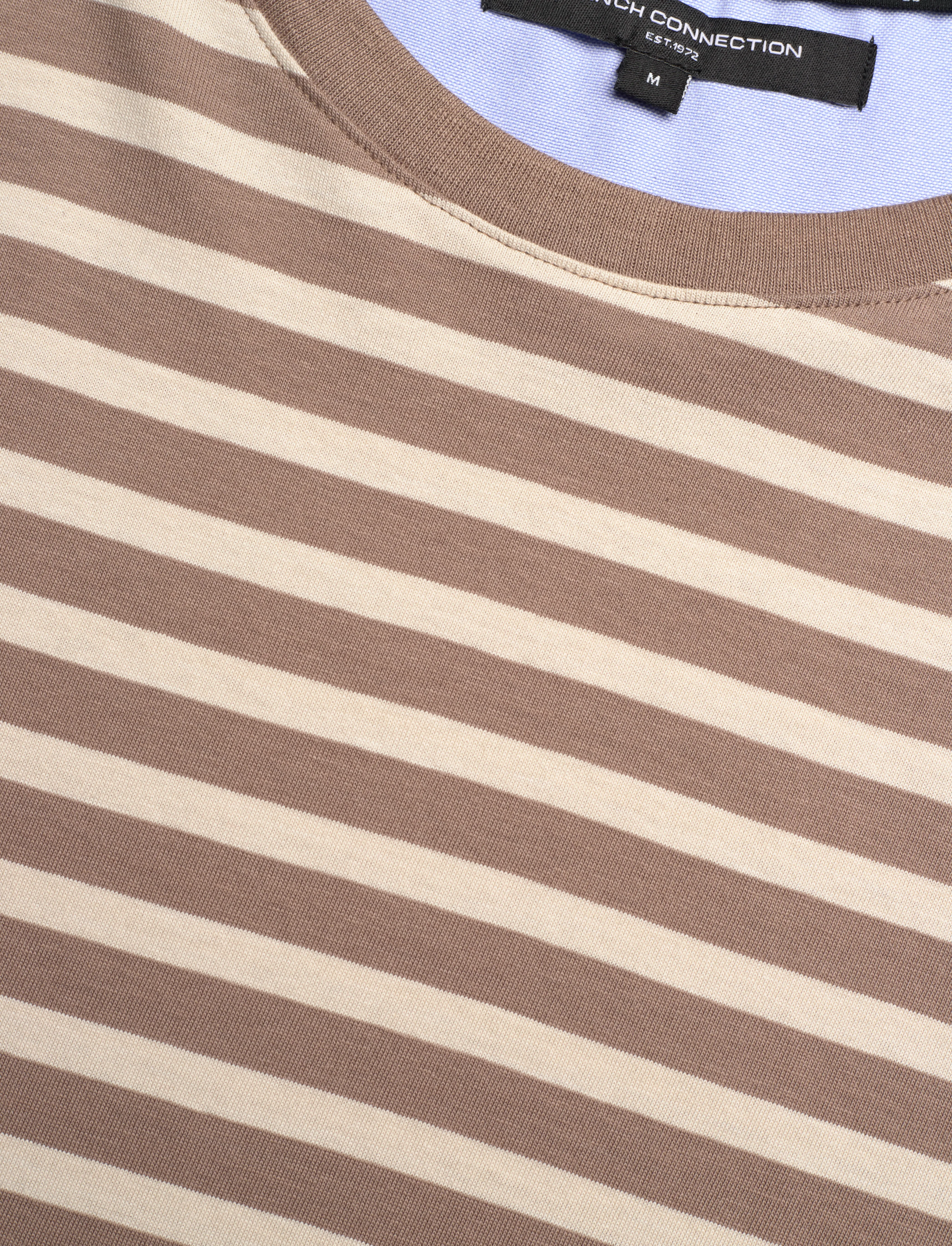 French Connection - SS TEE W YARN DYE STRIPES - taupe/stone - 4