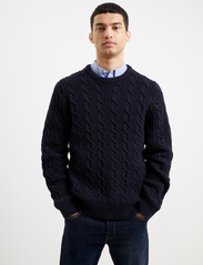 French Connection - CREW CABLE 2 mr - knitted round necks - dark navy - 2