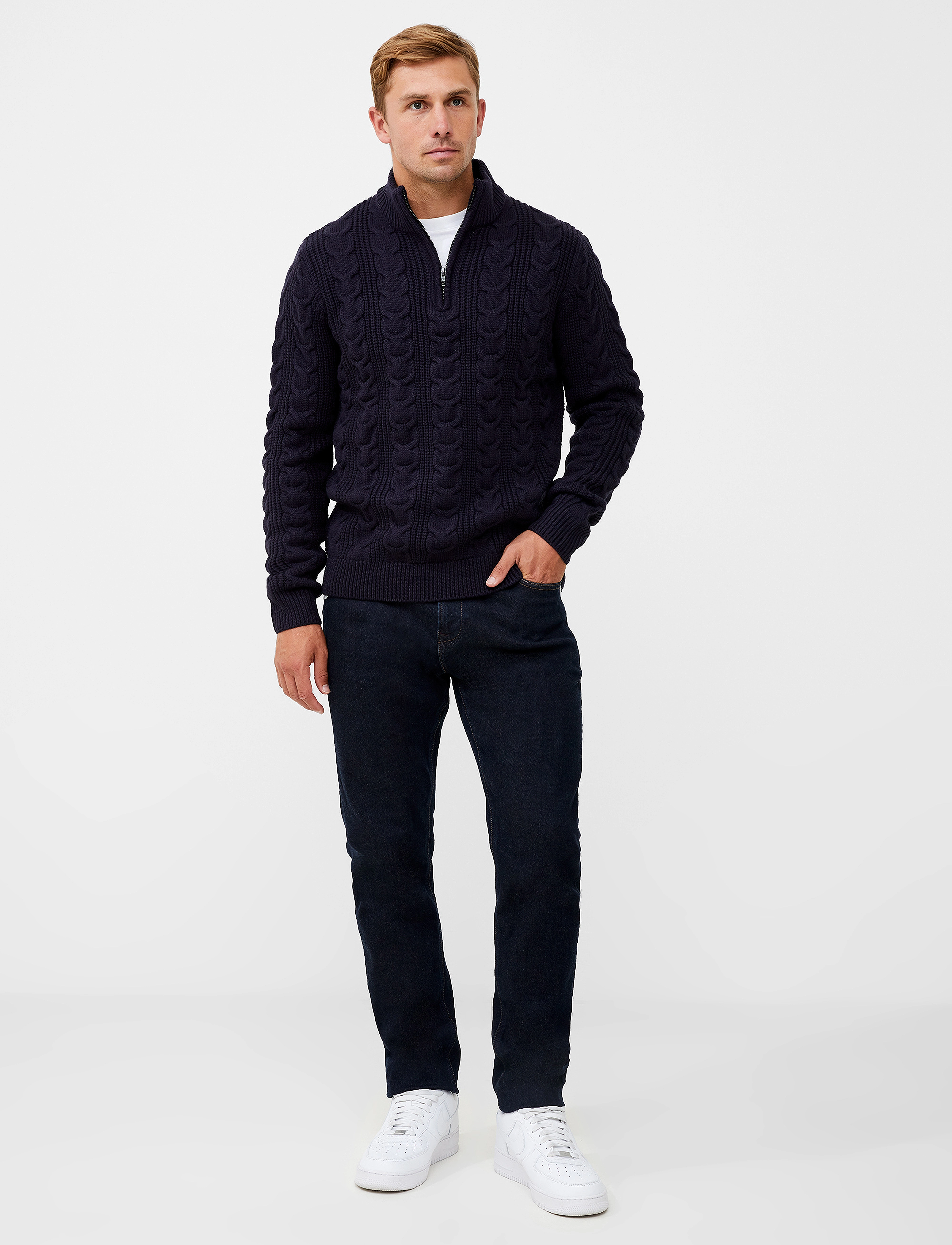 French Connection - 1/2 ZIP CABLE 2 mr - dark navy - 2