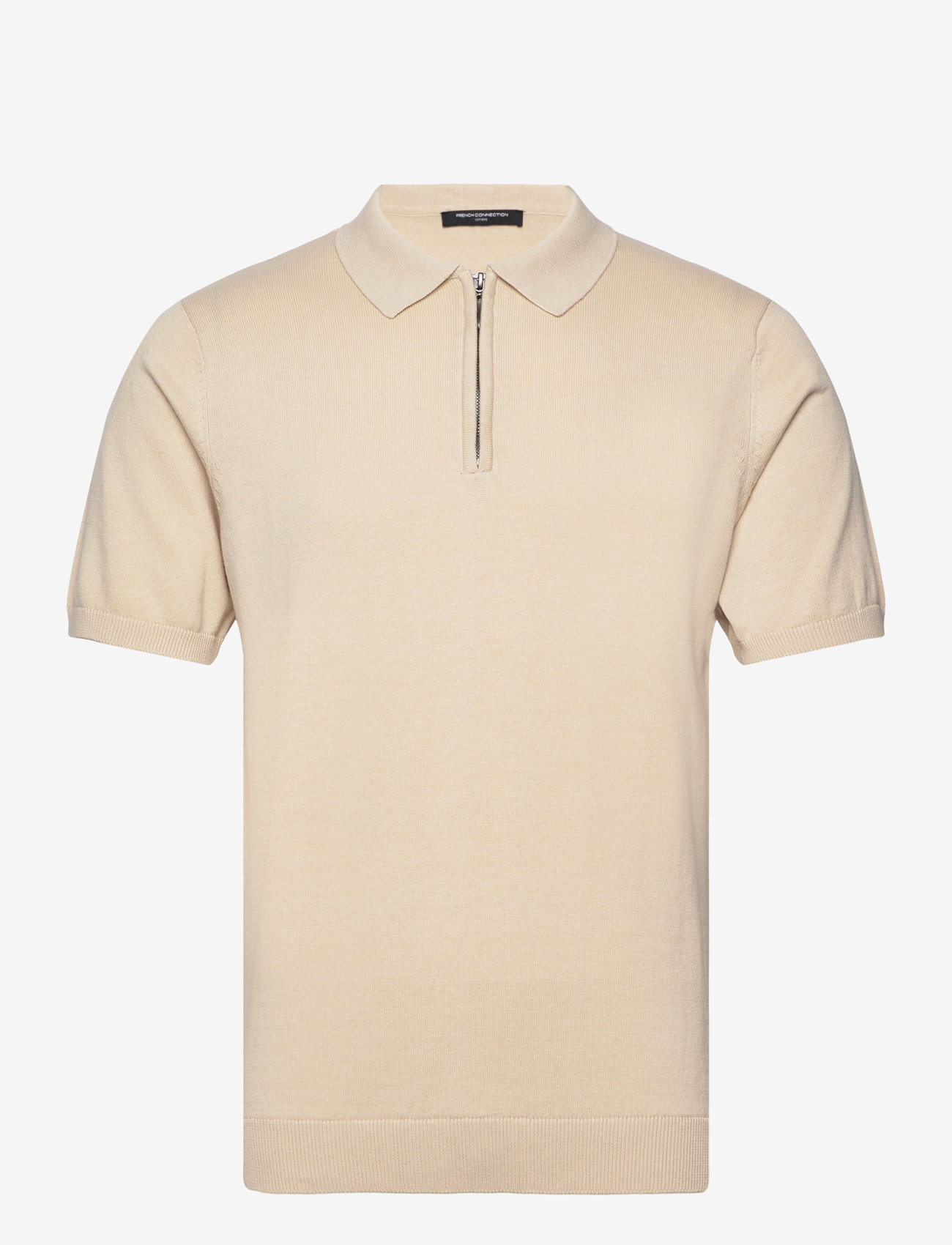 French Connection - ZIP NECK SS POLO - stone - 0