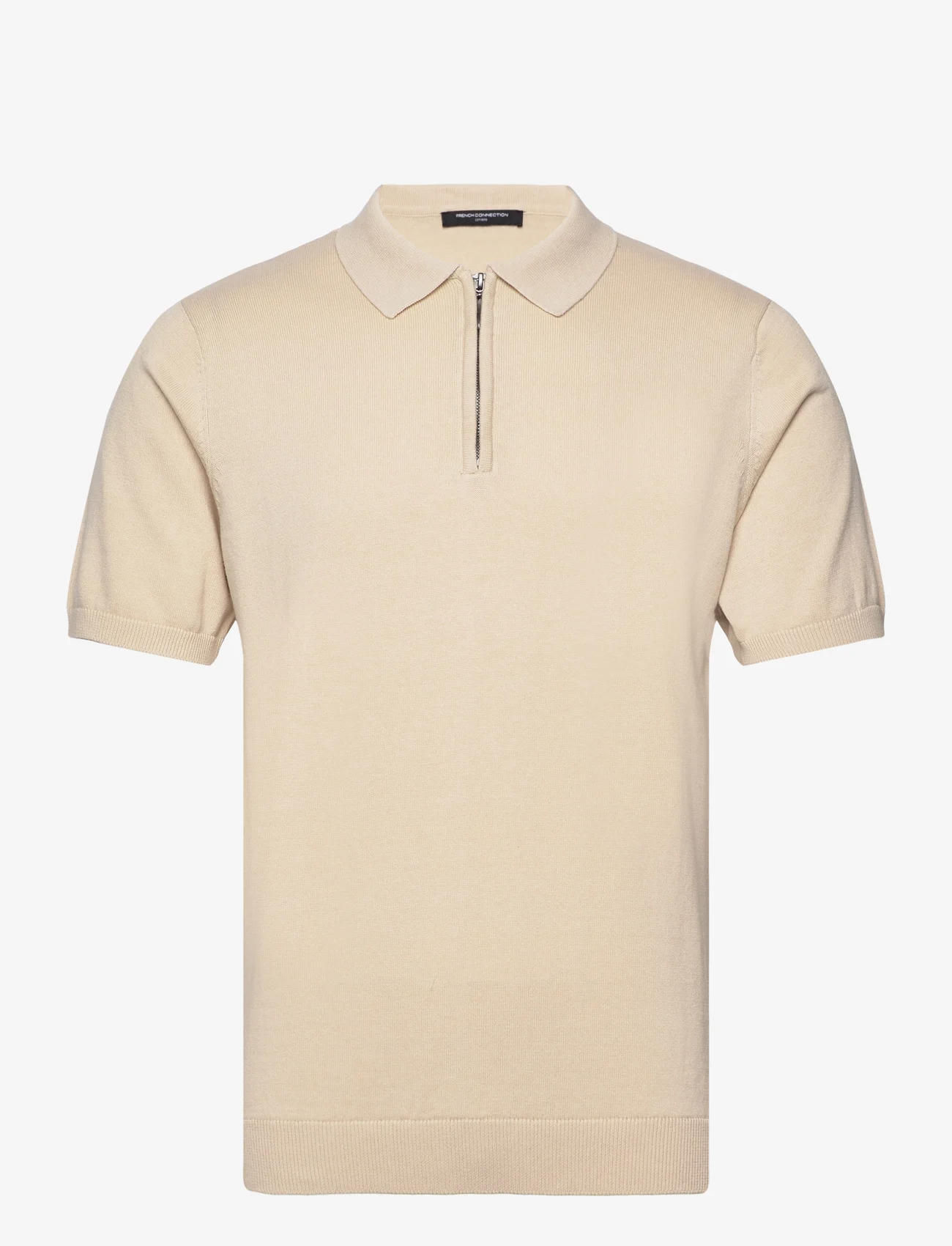 French Connection - ZIP NECK SS POLO - heren - stone - 0