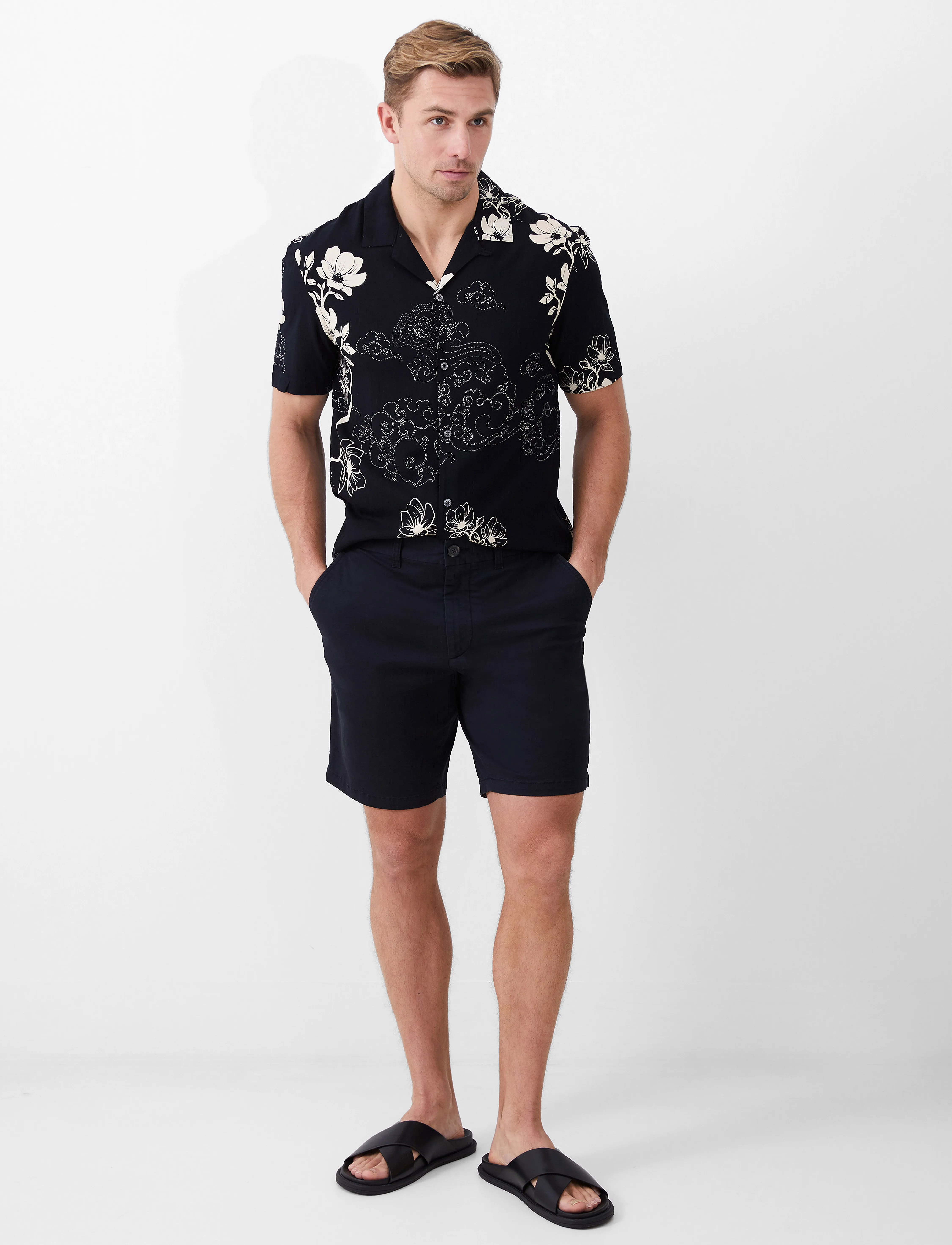 French Connection Strtch Chino Shorts, 30, Schwarz - Chinos Männerswear