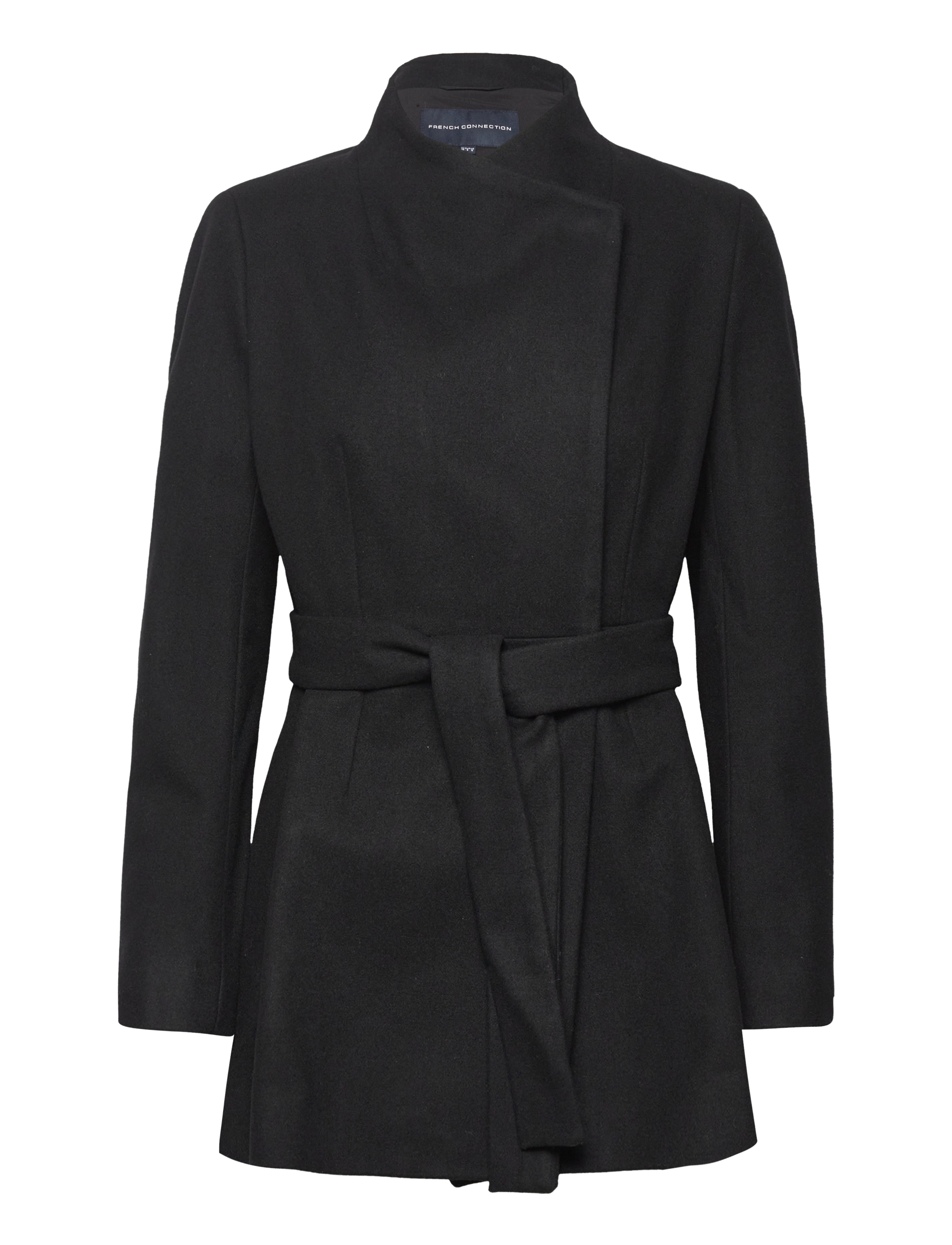 FRENCH CONNECTION Platform Felt Crossover Mantel Schwarz - L - Damen