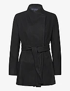 PLATFORM FELT CROSSOVER COAT - BLACK