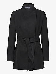 French Connection - PLATFORM FELT CROSSOVER COAT - winter jackets - black - 0
