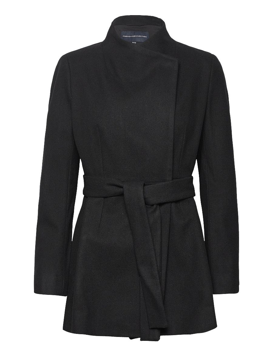 French Connection - PLATFORM FELT CROSSOVER COAT - ziemas jakas - black - 1
